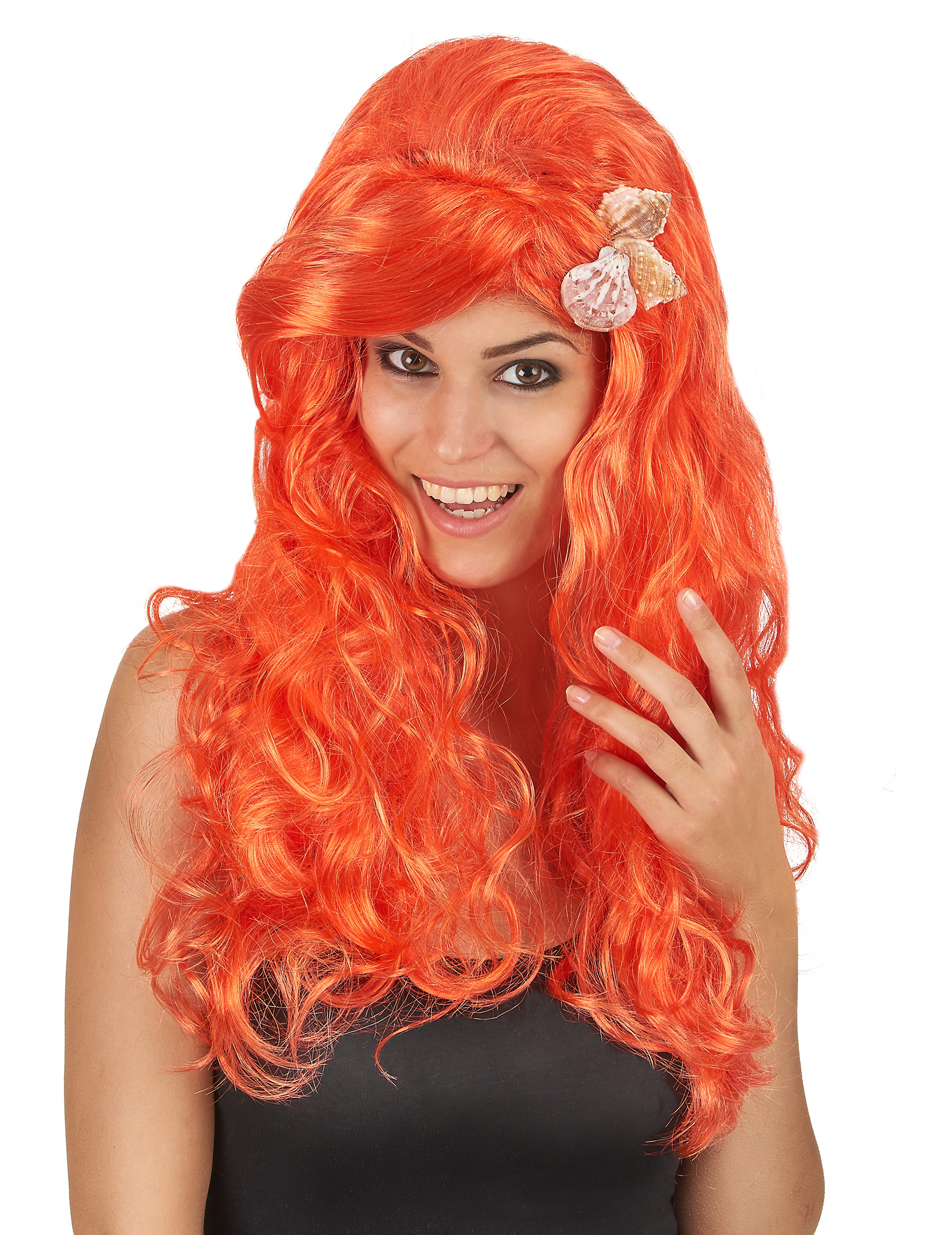 Perruque longue orange femme