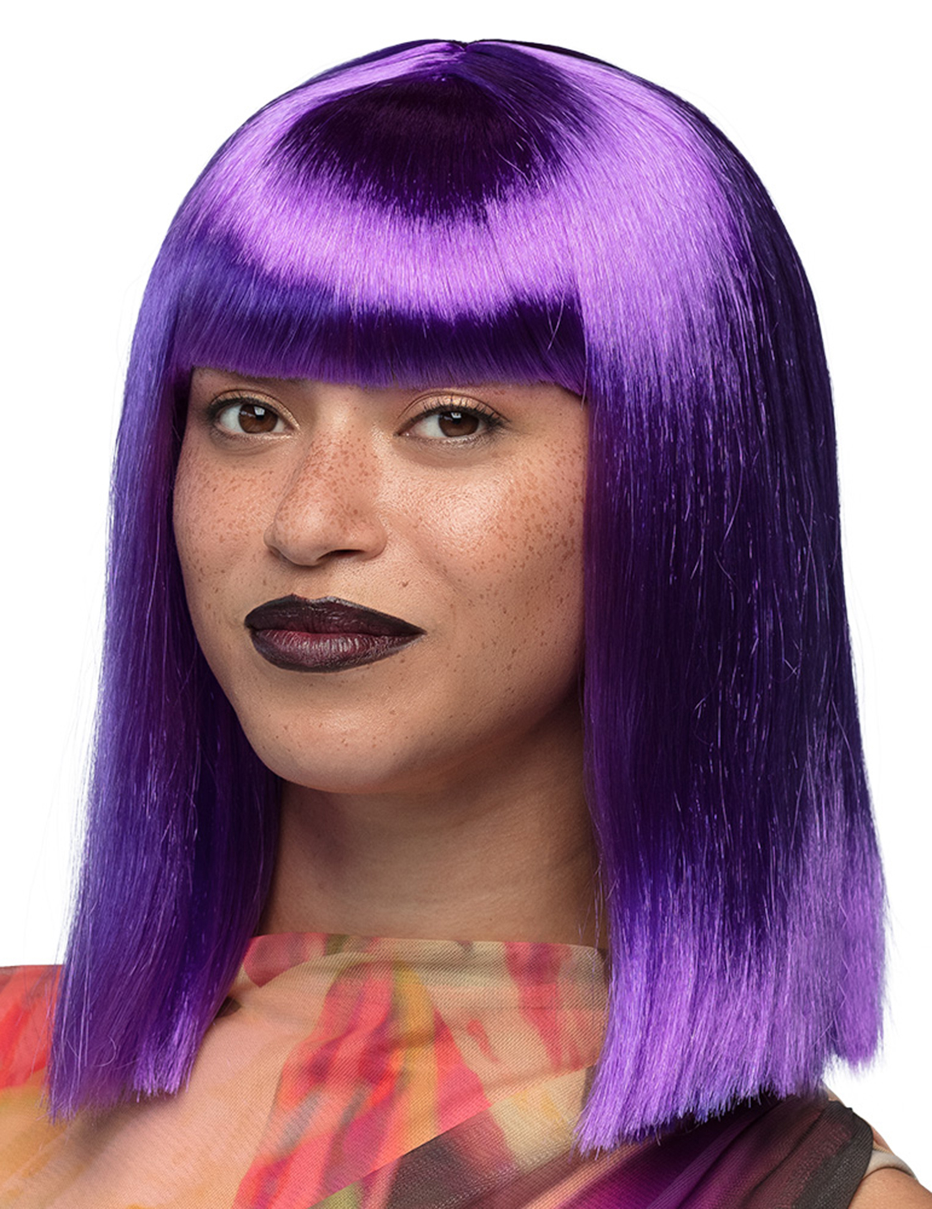 Perruque carré mi-long violette femme