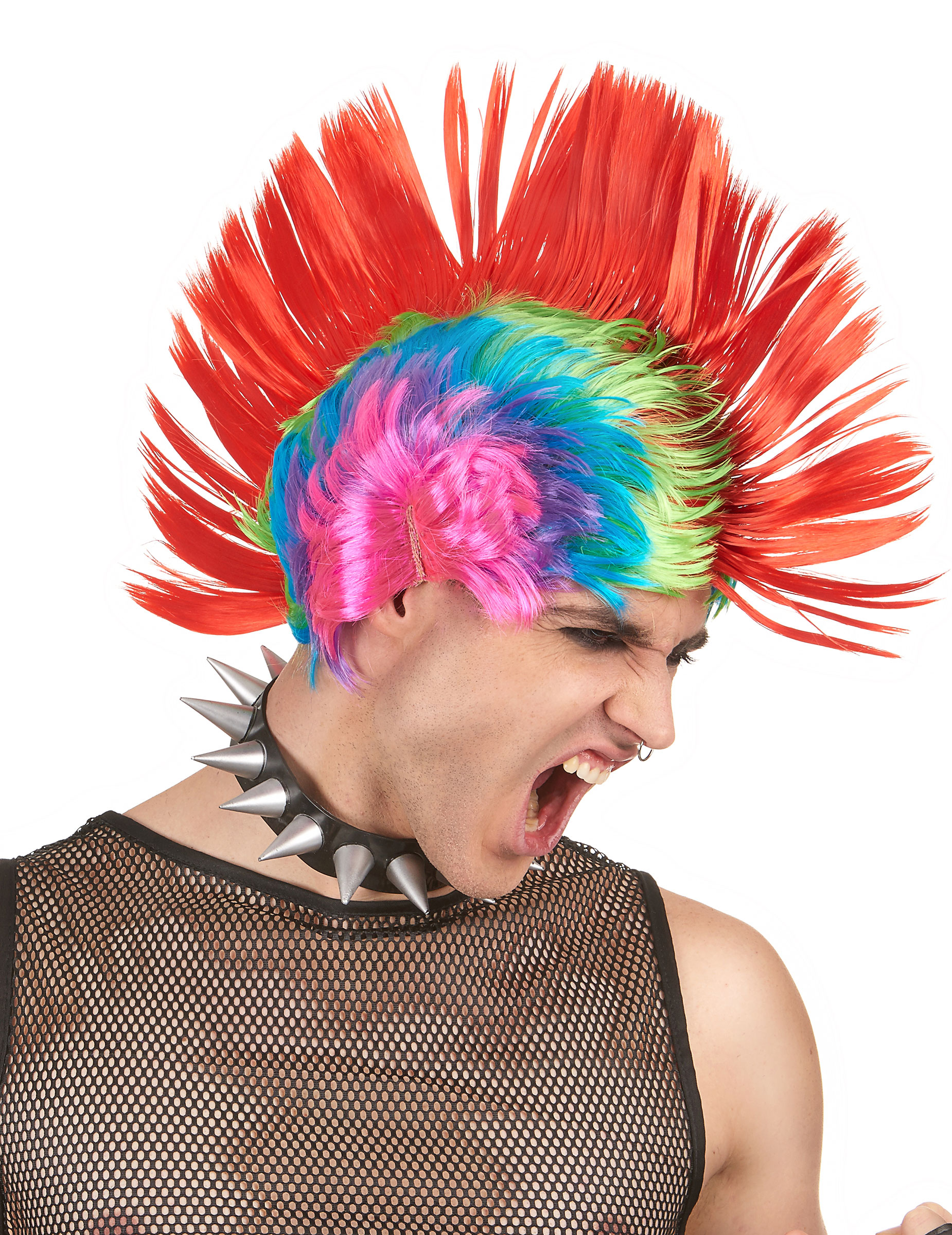Perruque punk multicolore homme