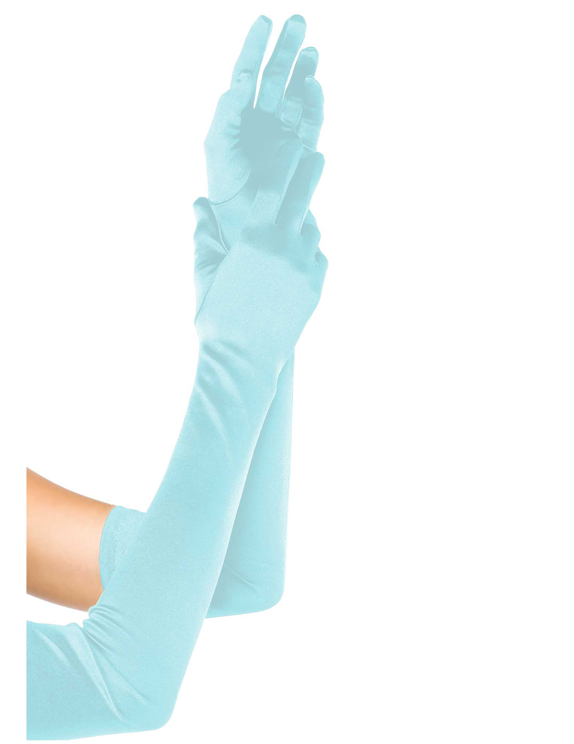 Gants satin extra long bleu