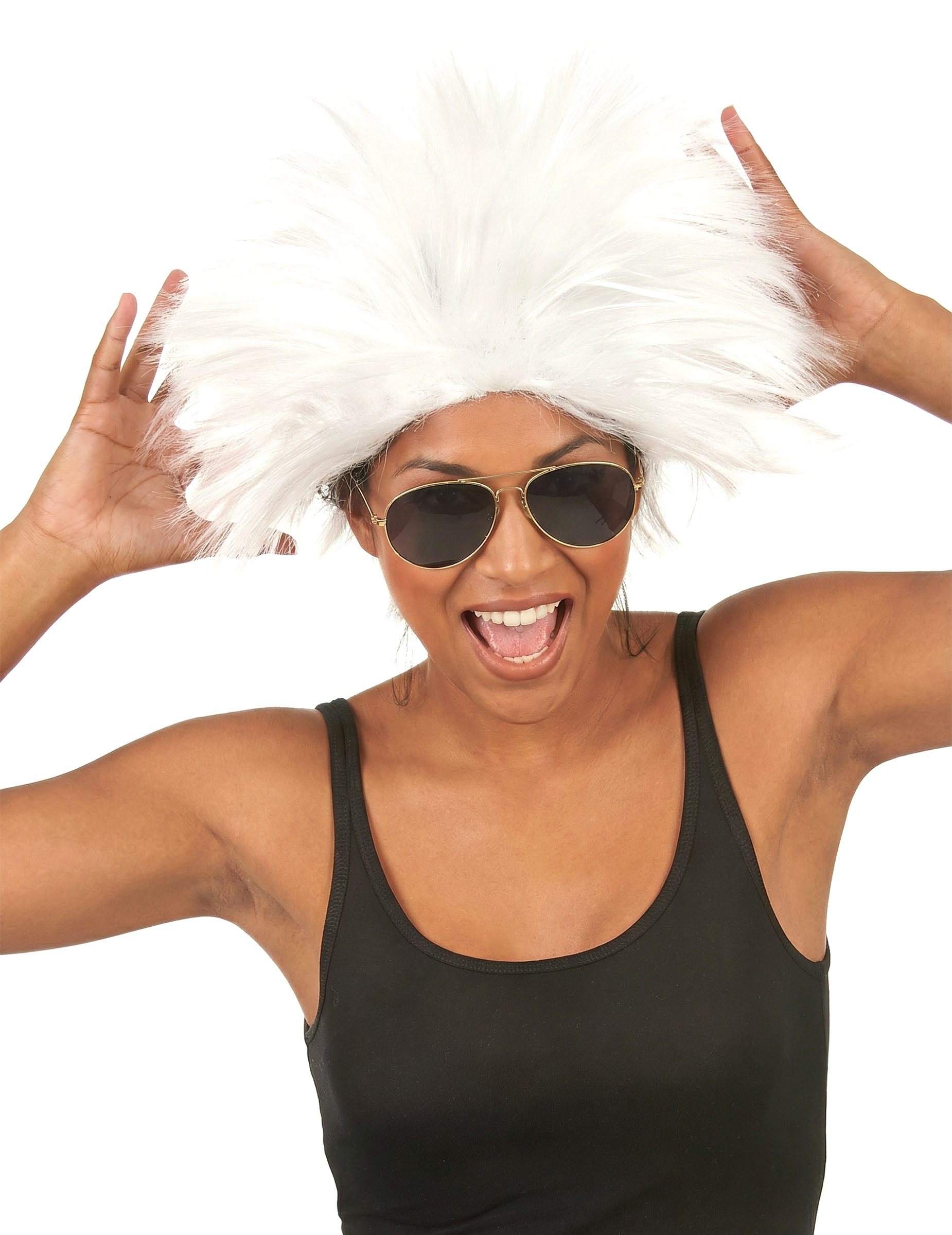 Perruque rockstar blanche femme