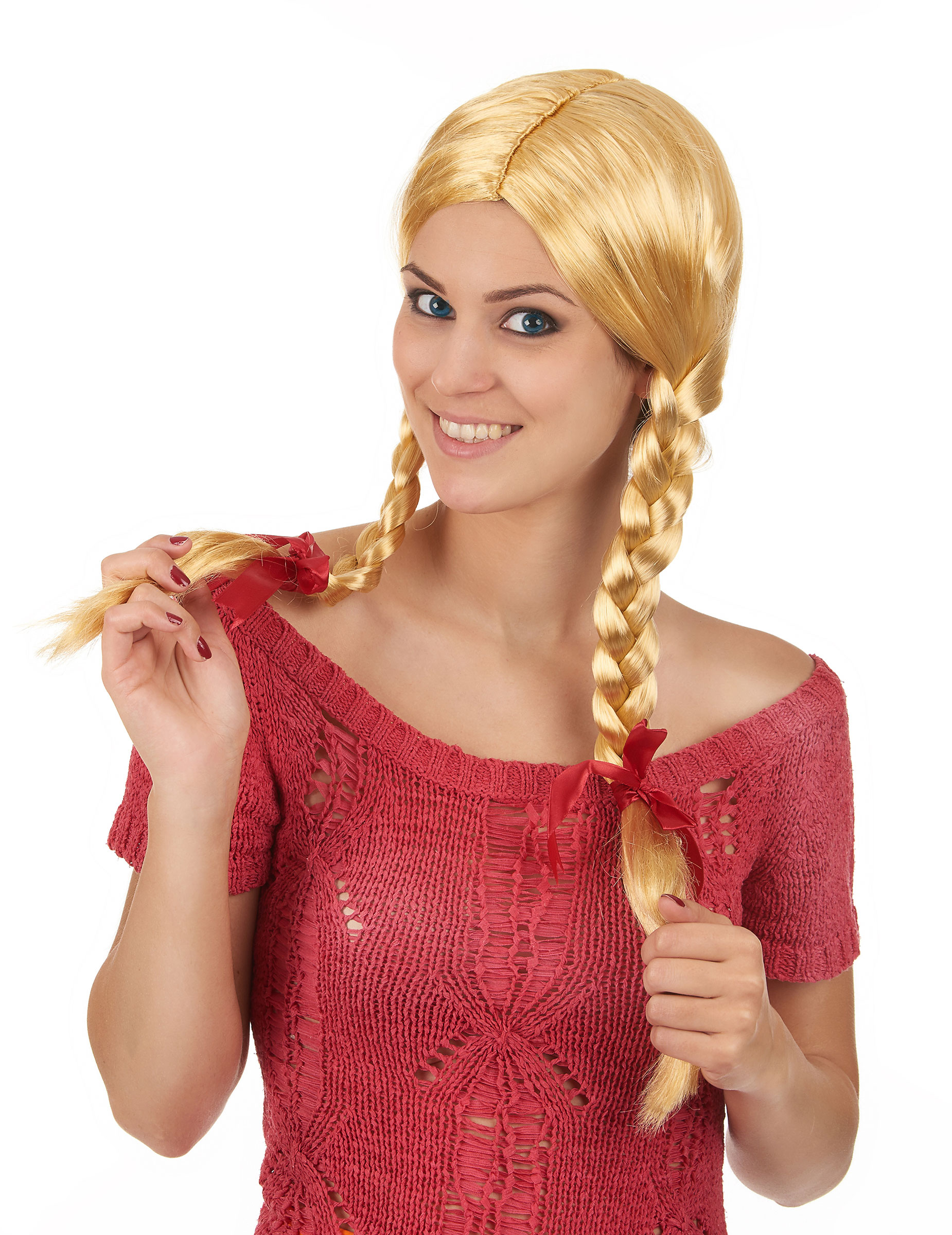Perruque blonde couettes écolière femme