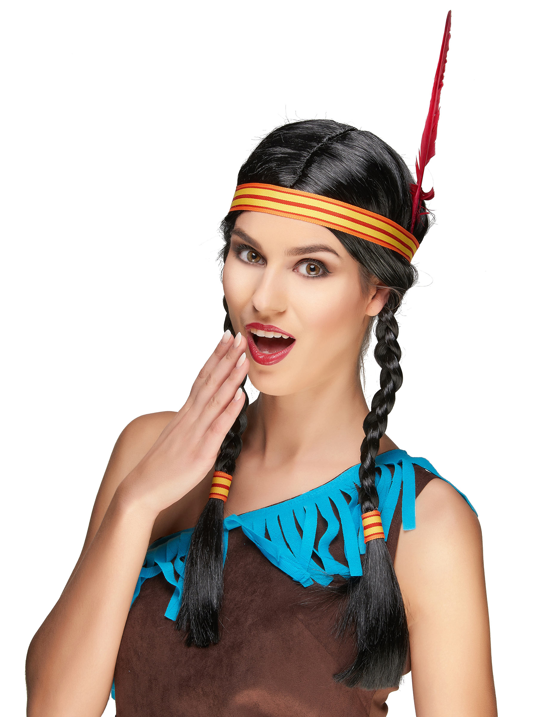 Perruque Indienne avec plume femme