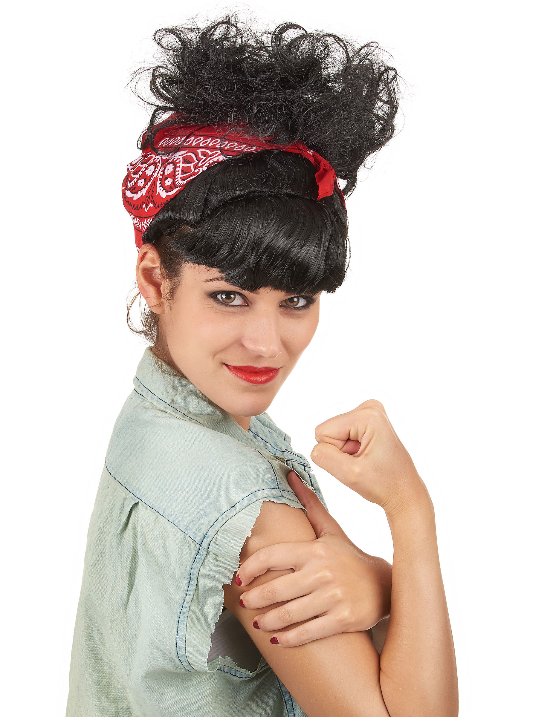 Perruque rétro avec foulard femme