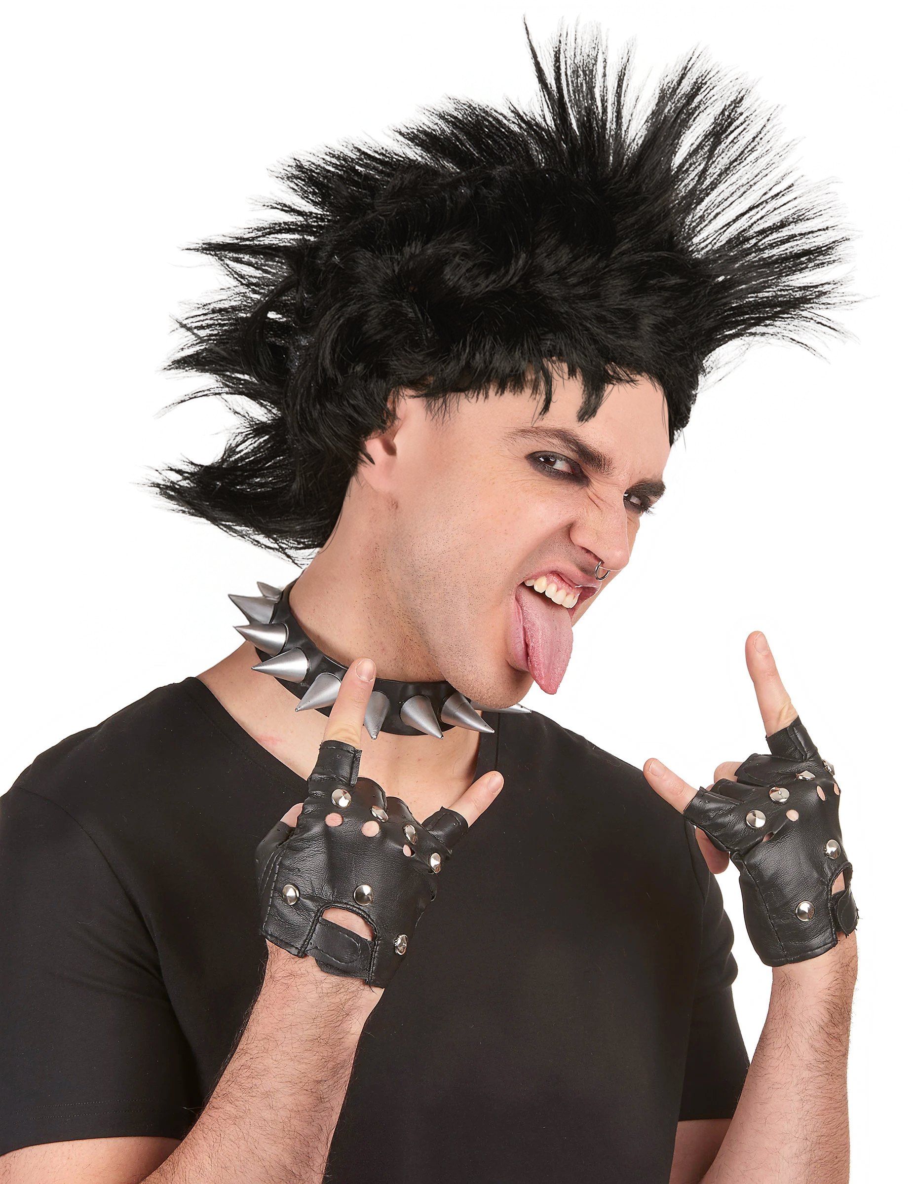 Perruque punk noire homme