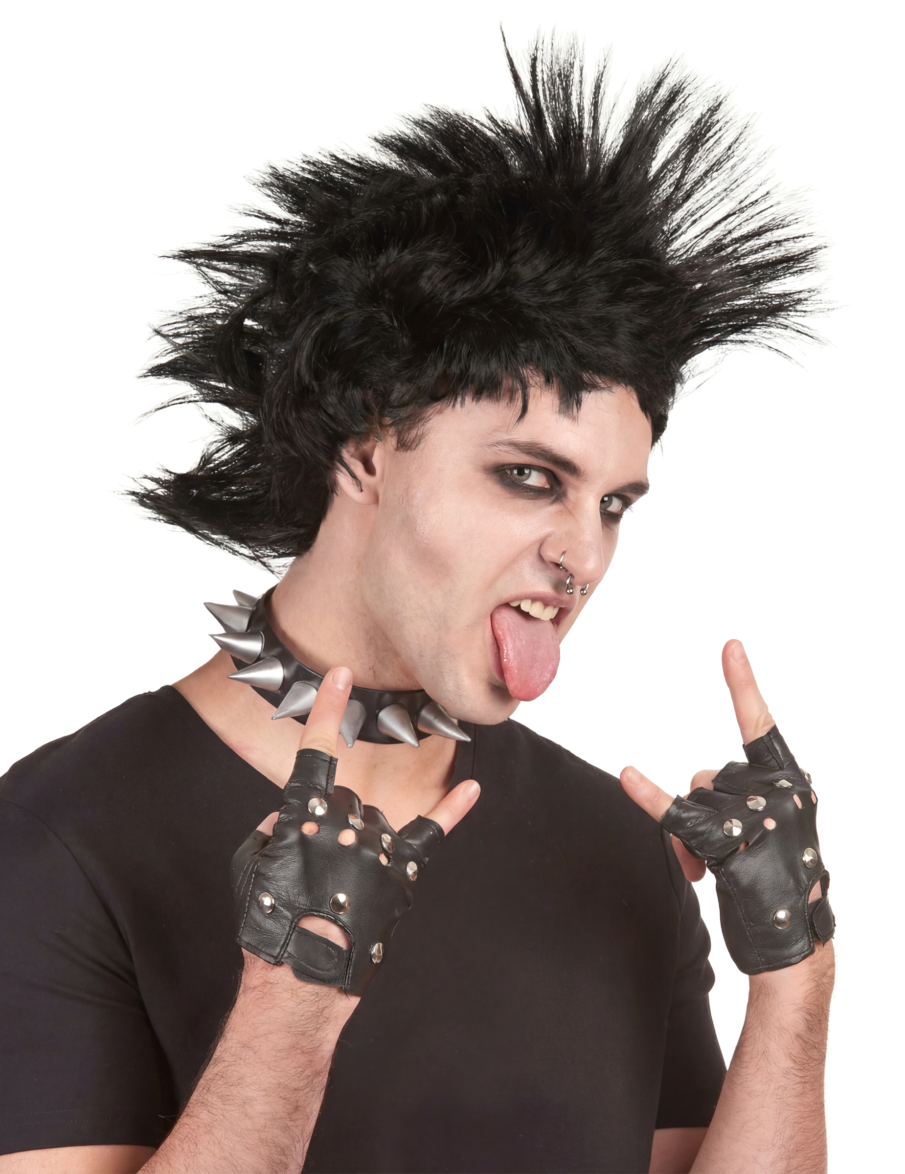 Perruque punk noire homme