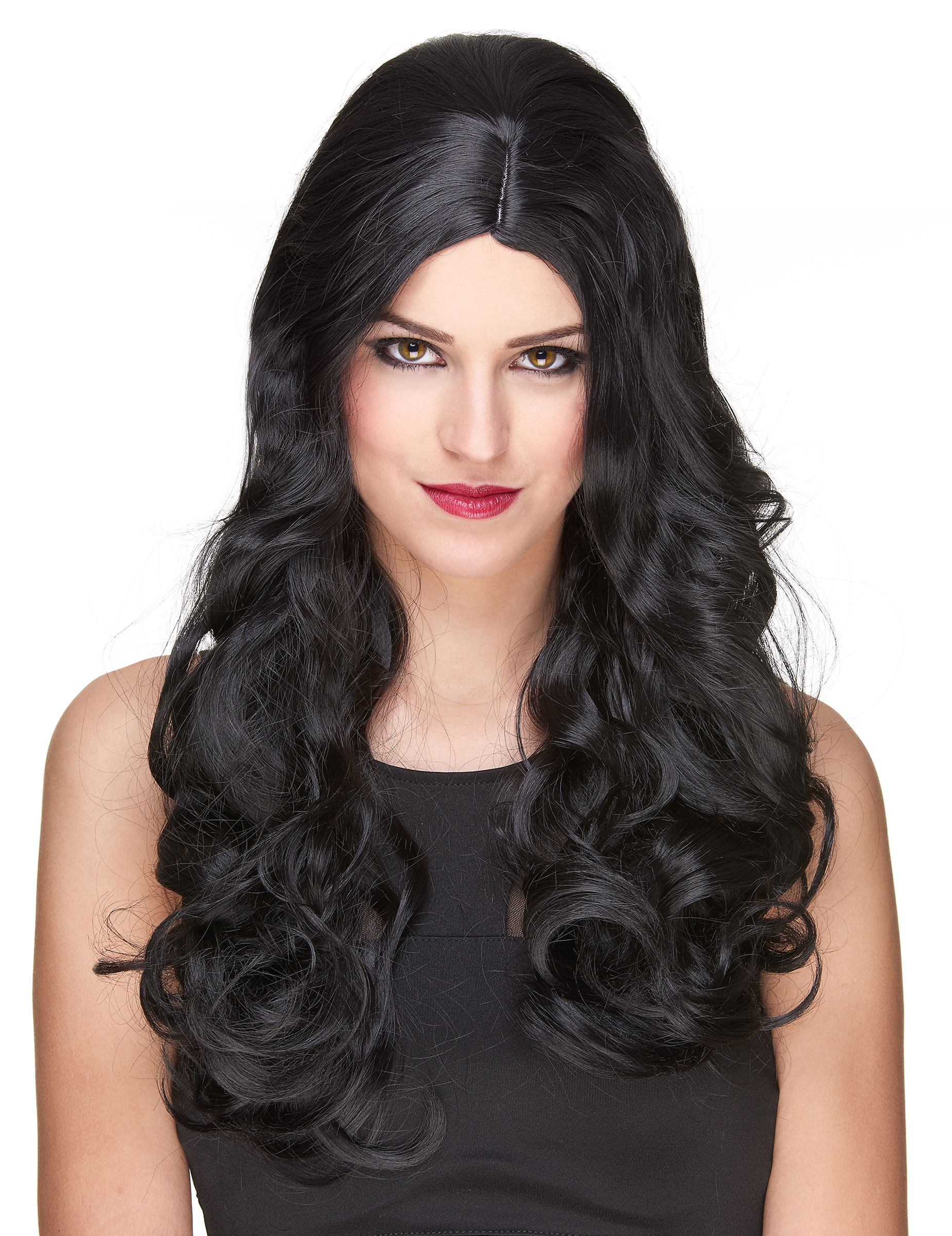 Perruque luxe noire longue bouclée femme - 251g