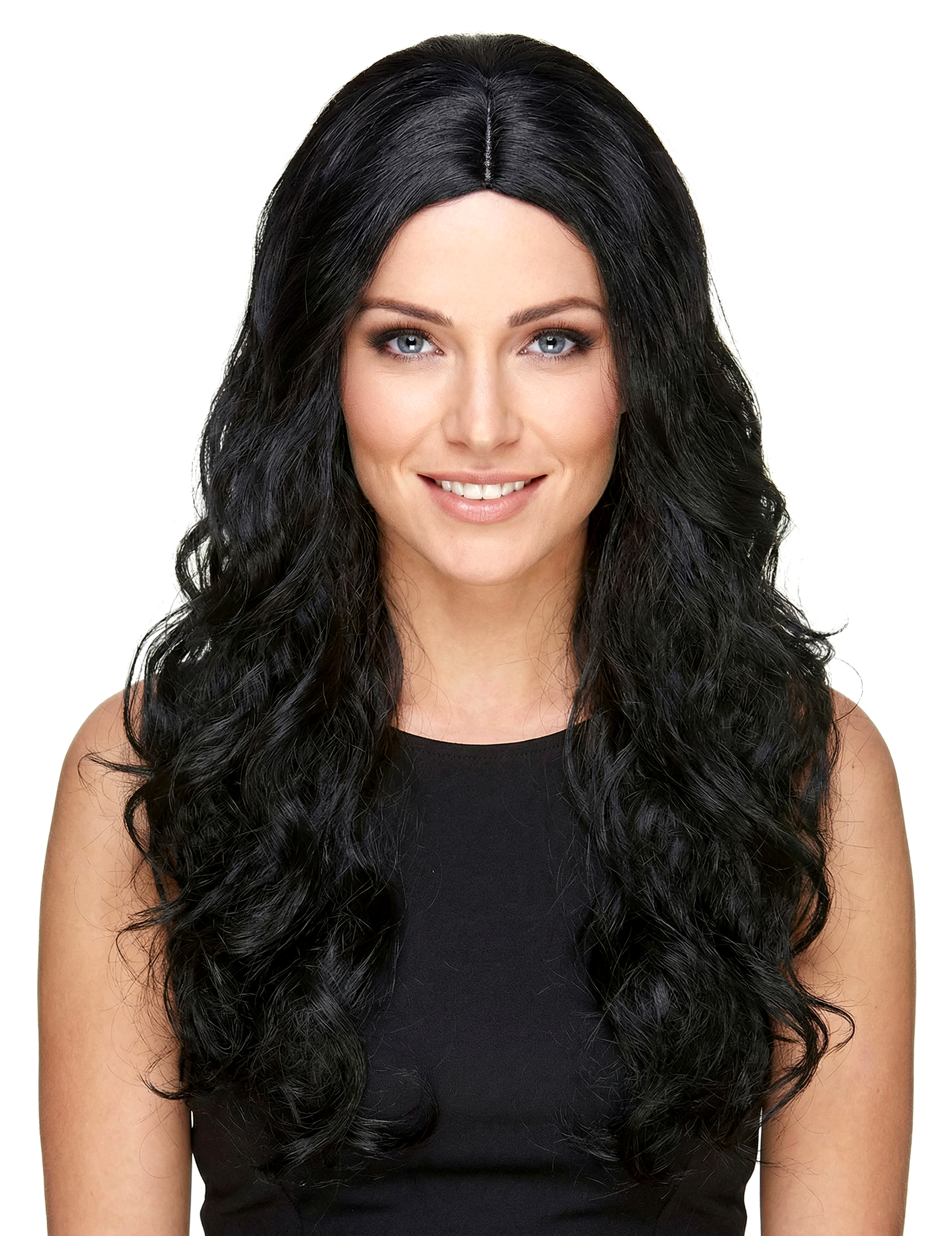 Perruque luxe noire longue bouclée femme - 251g