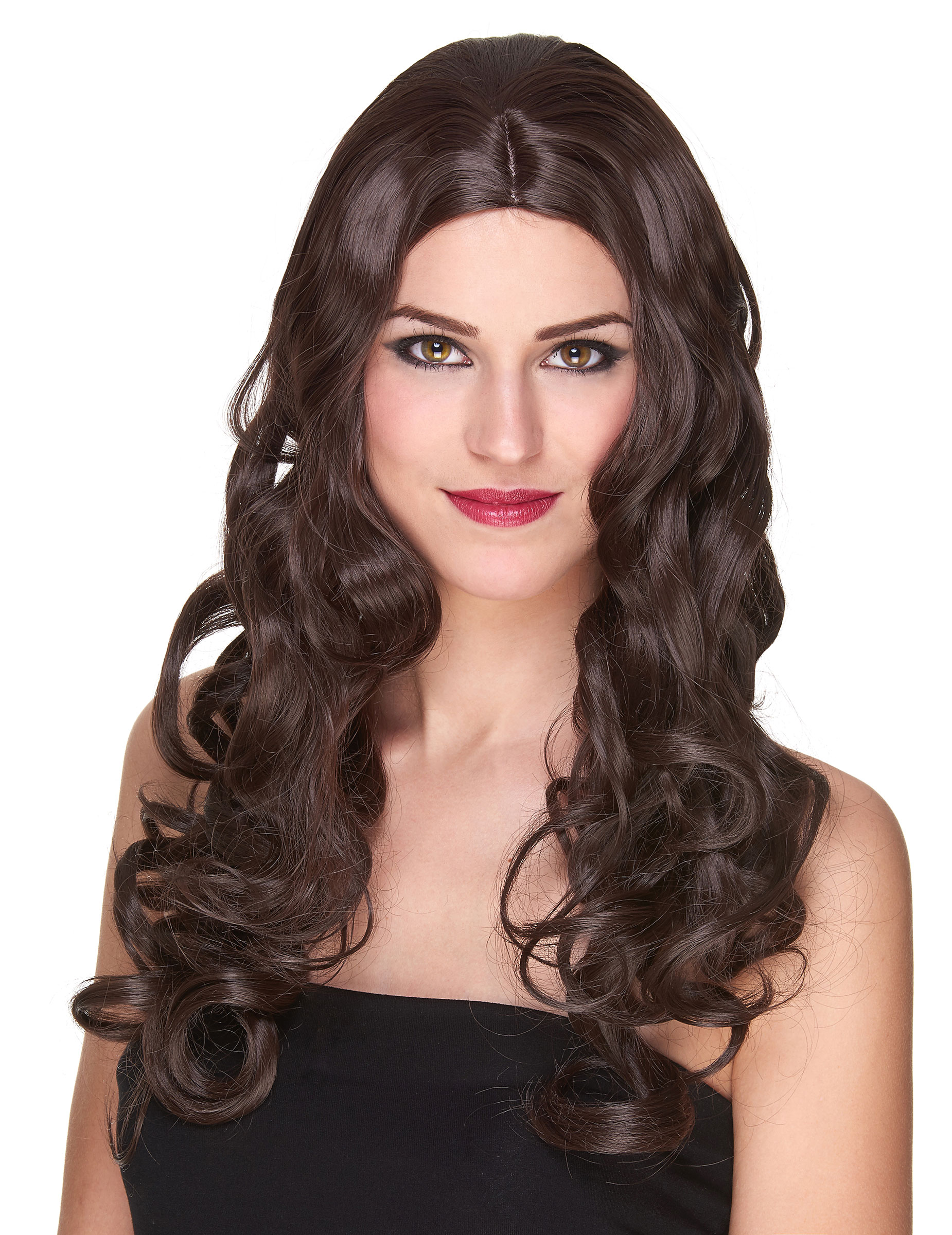 Perruque luxe chatain longue bouclée femme - 251g