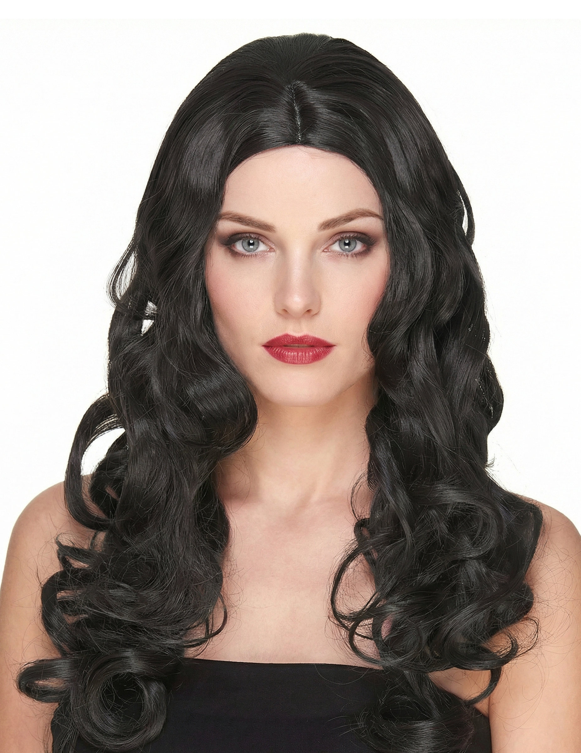 Perruque luxe noire longue bouclée femme - 251g