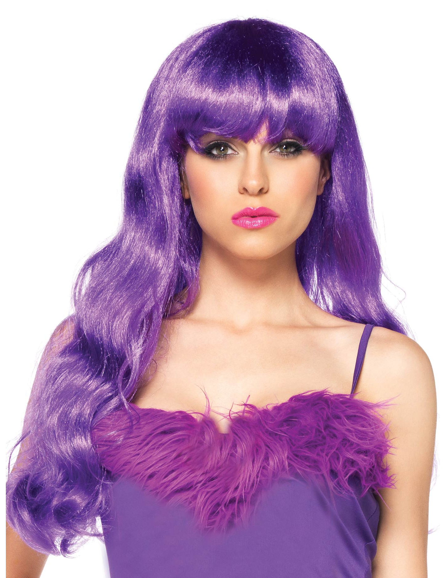 Perruque longue bouclée violette femme