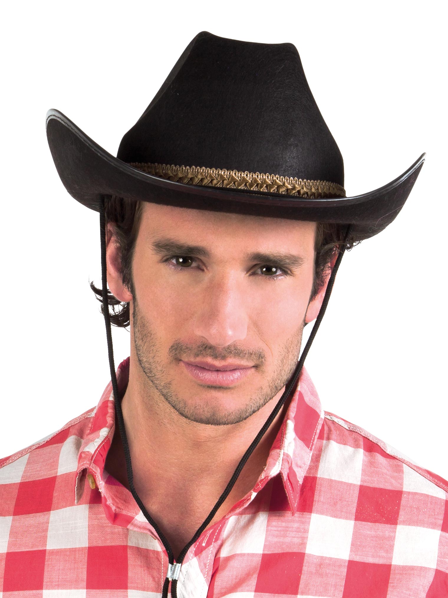 Chapeau cowboy noir liseré marron adulte
