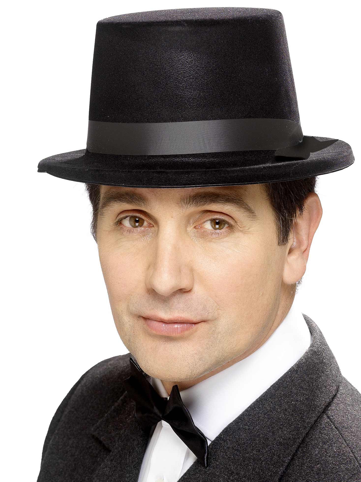 Chapeau haut-de-forme ruban noir adulte