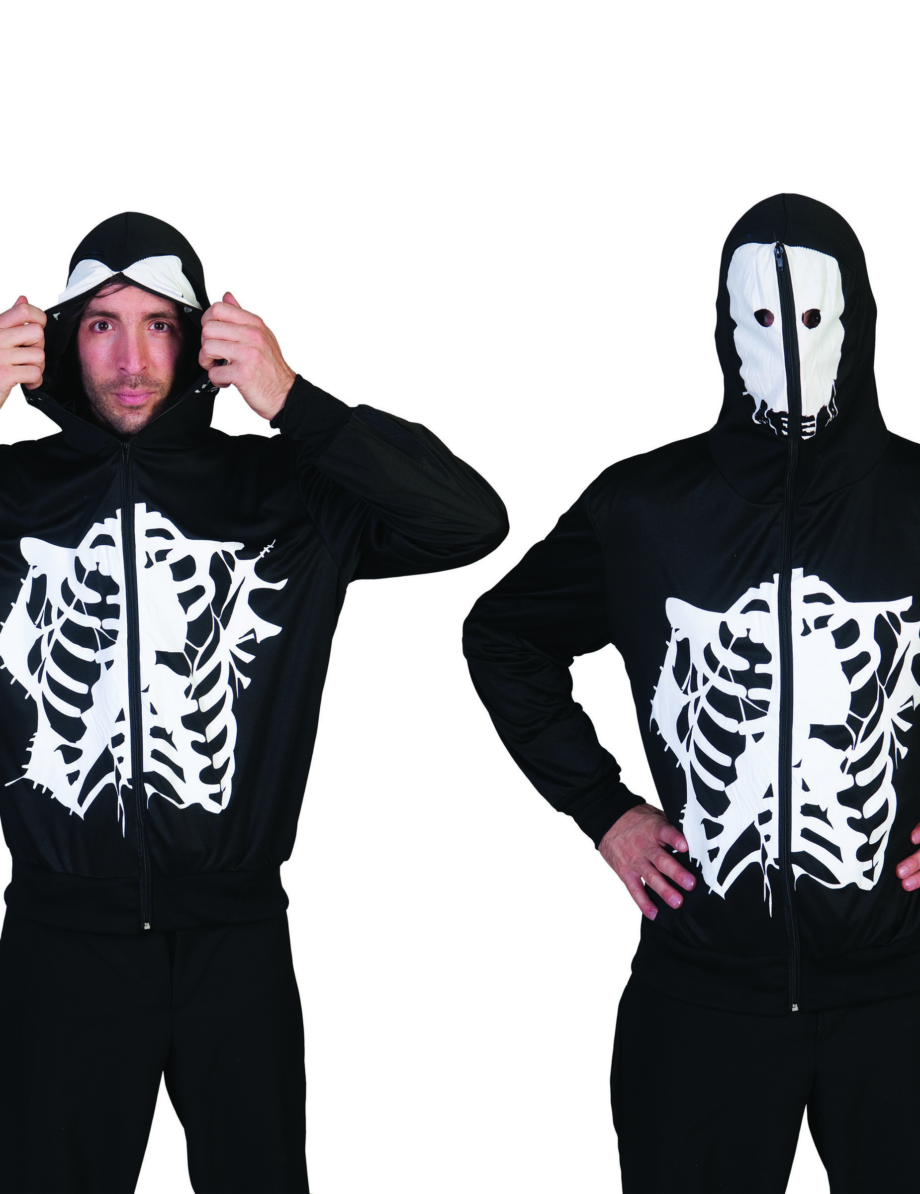 Veste à capuche squelette imprimé adulte Halloween