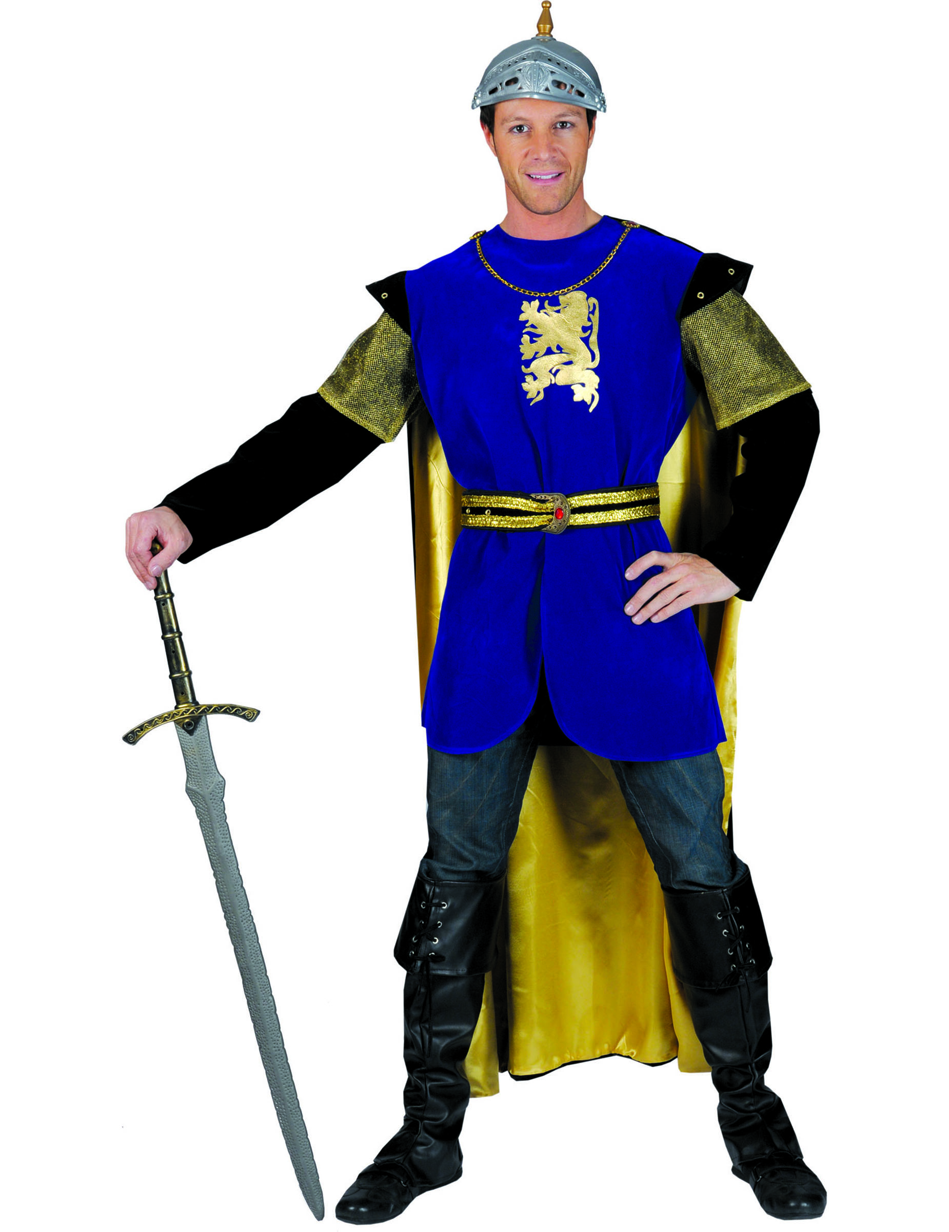 Déguisement chevalier bleu et doré homme