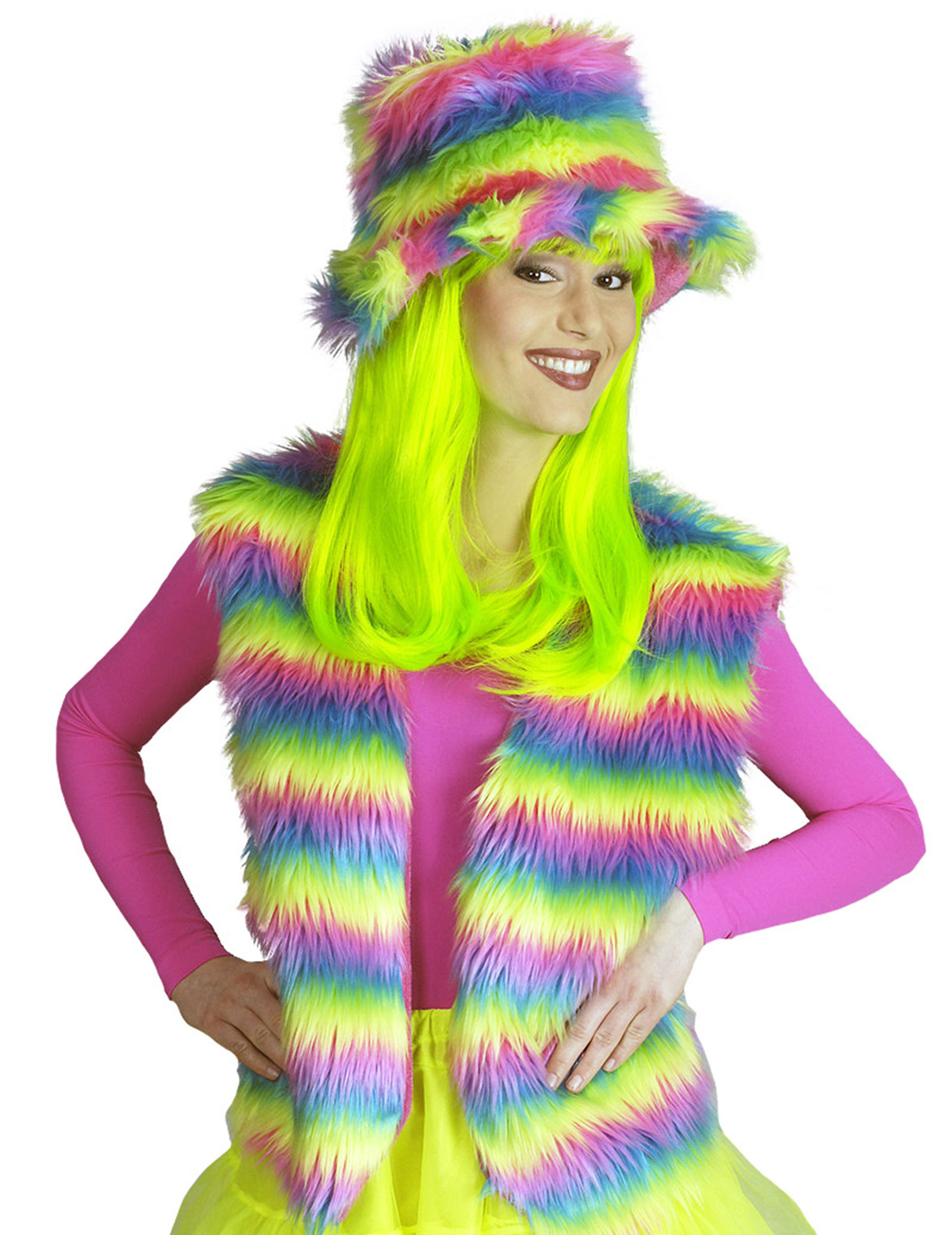 Gilet peluche arc-en-ciel adulte