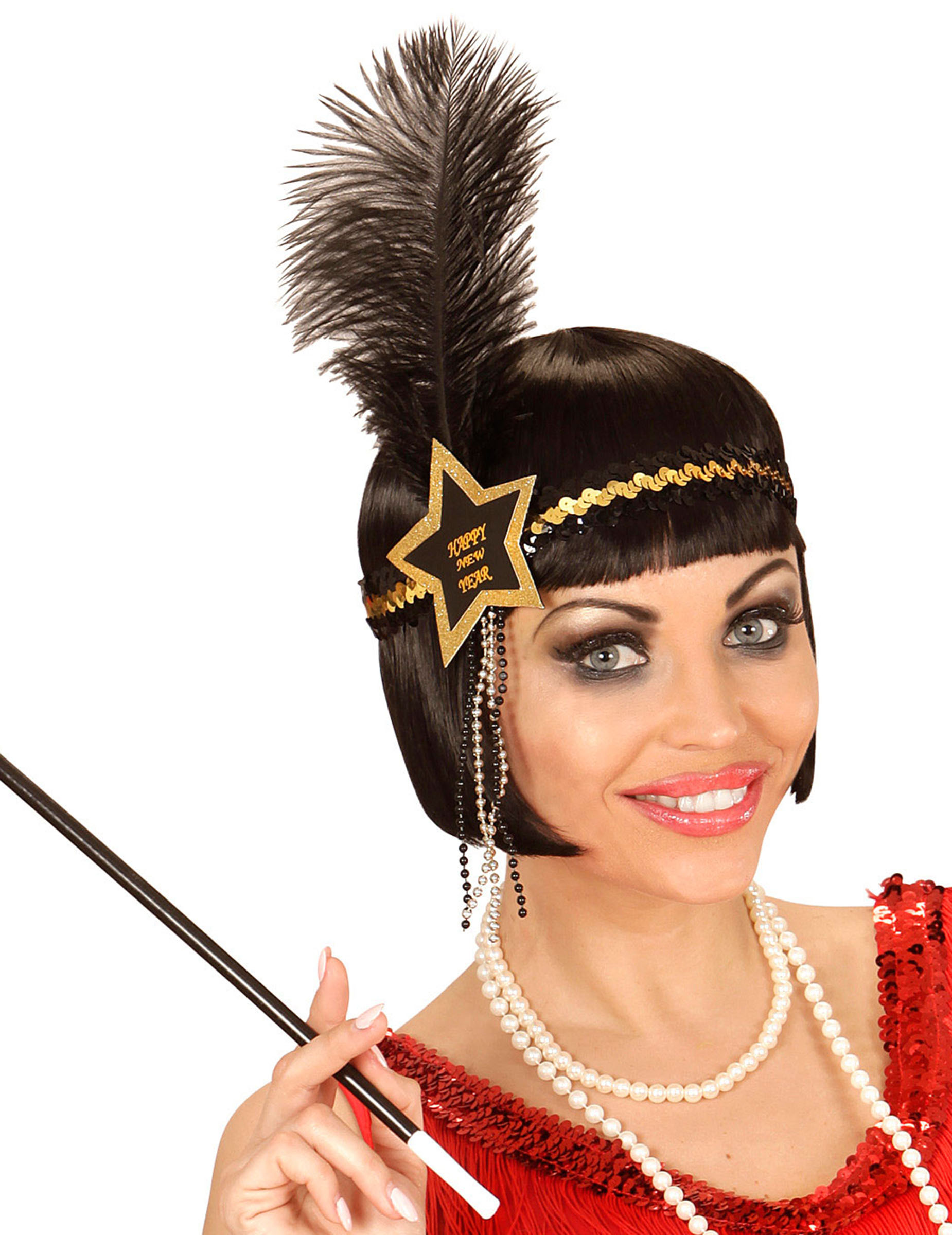Bandeau charleston Happy New Year doré adulte