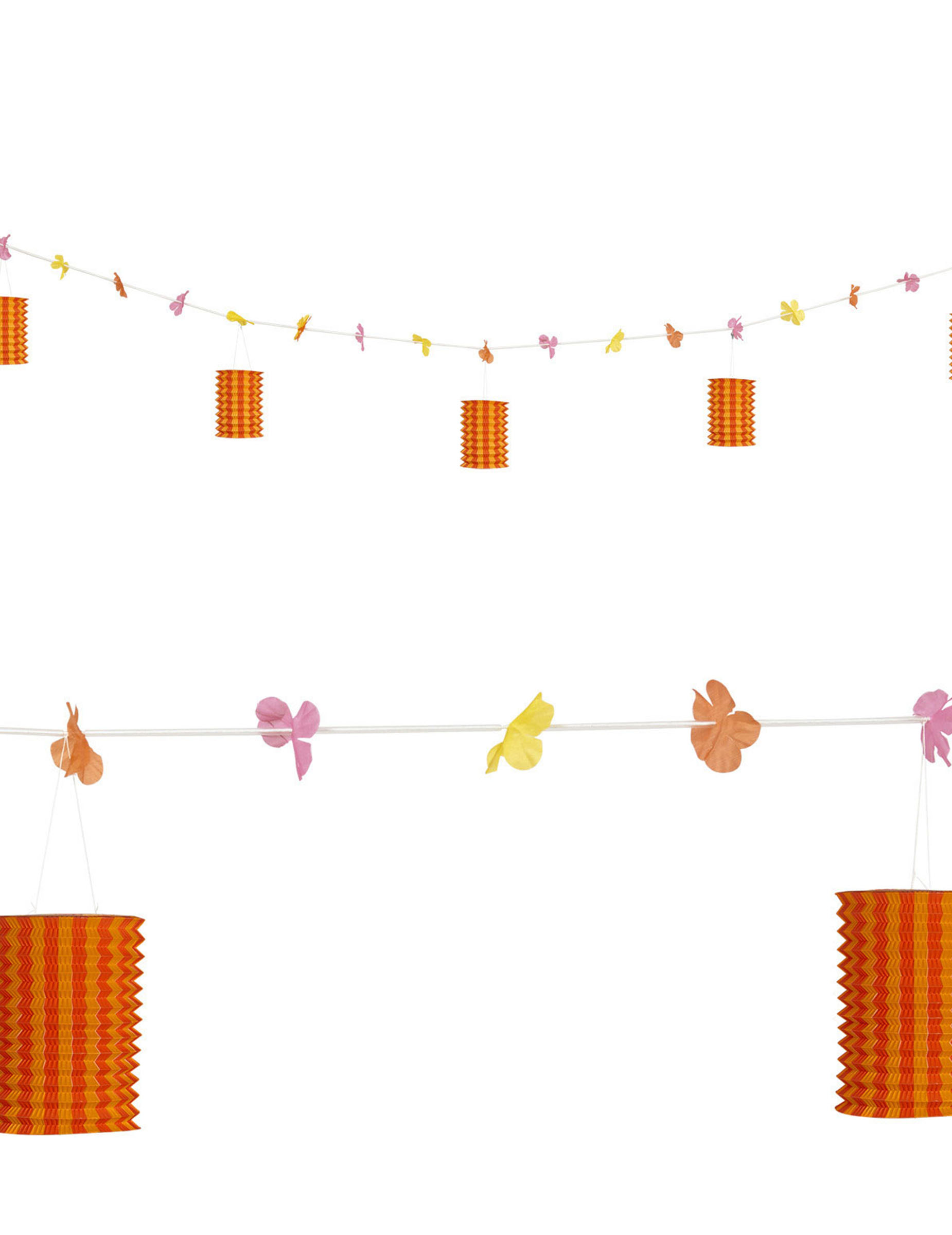 Guirlande fleurs et lanternes orange et rouge 3 m