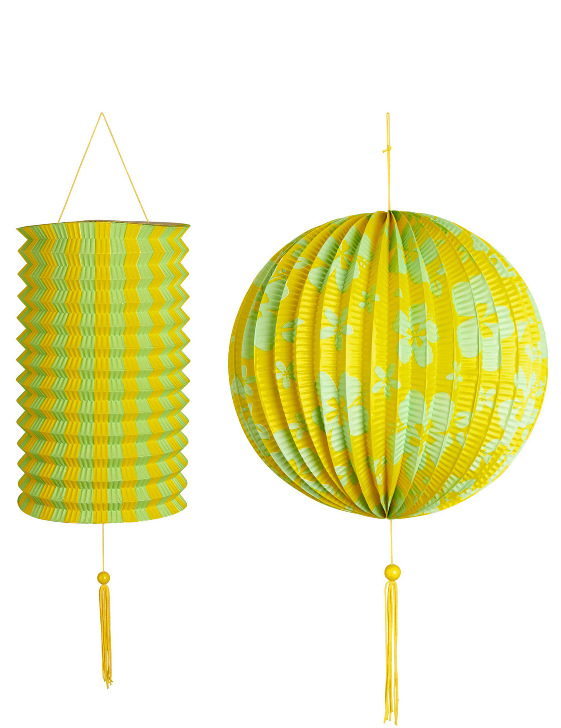 2 Lanternes jaunes et vertes Hawaï