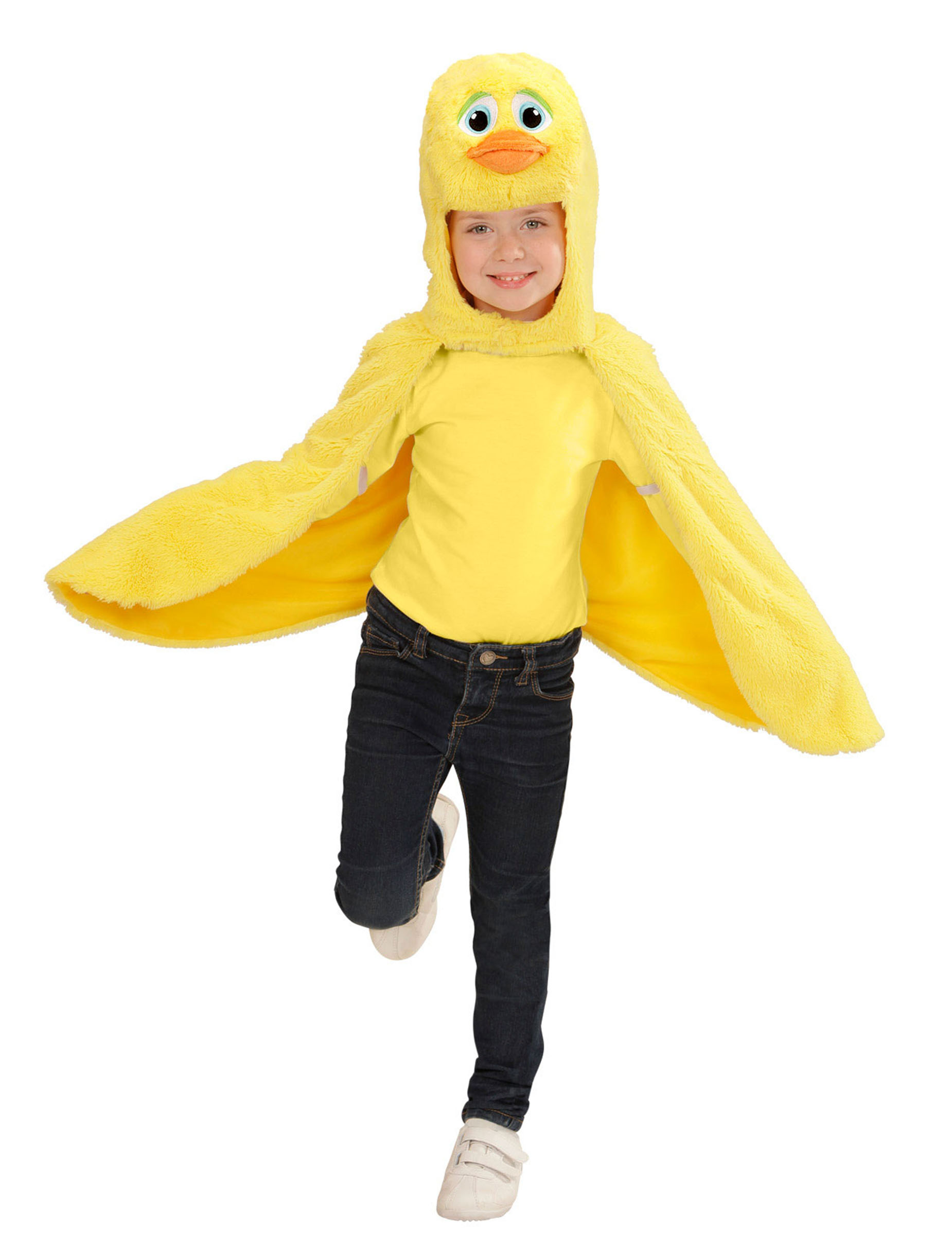 Poncho à capuche canard jaune enfant
