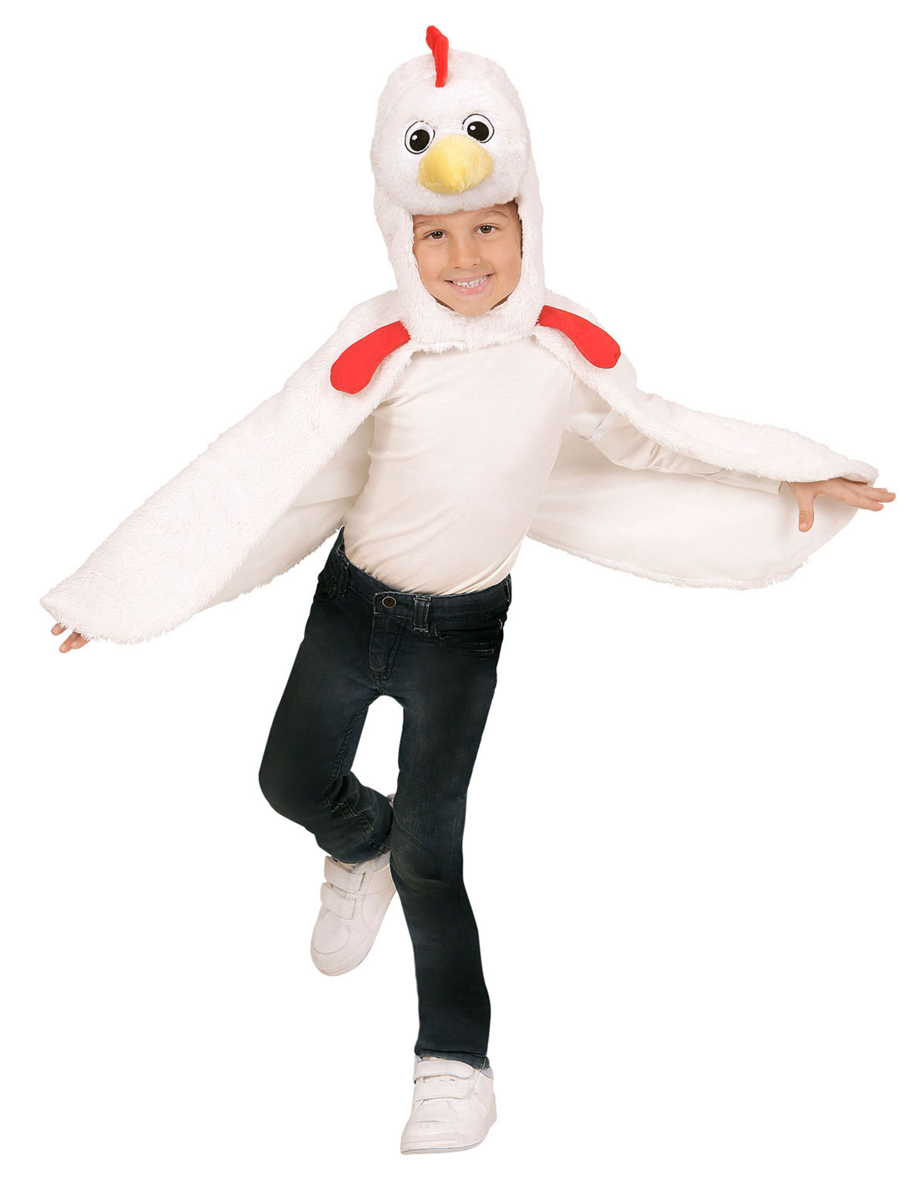 Poncho à capuche poulet enfant