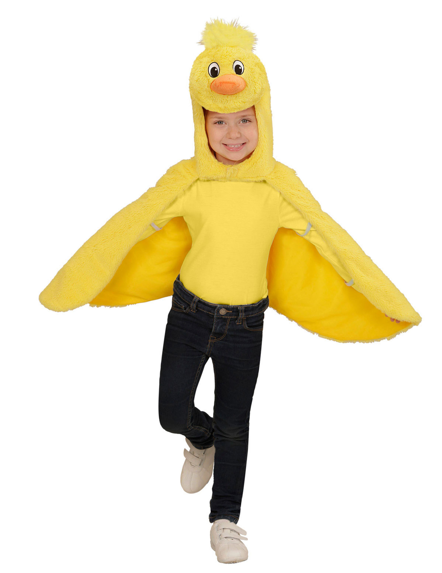 Poncho à capuche poussin jaune enfant