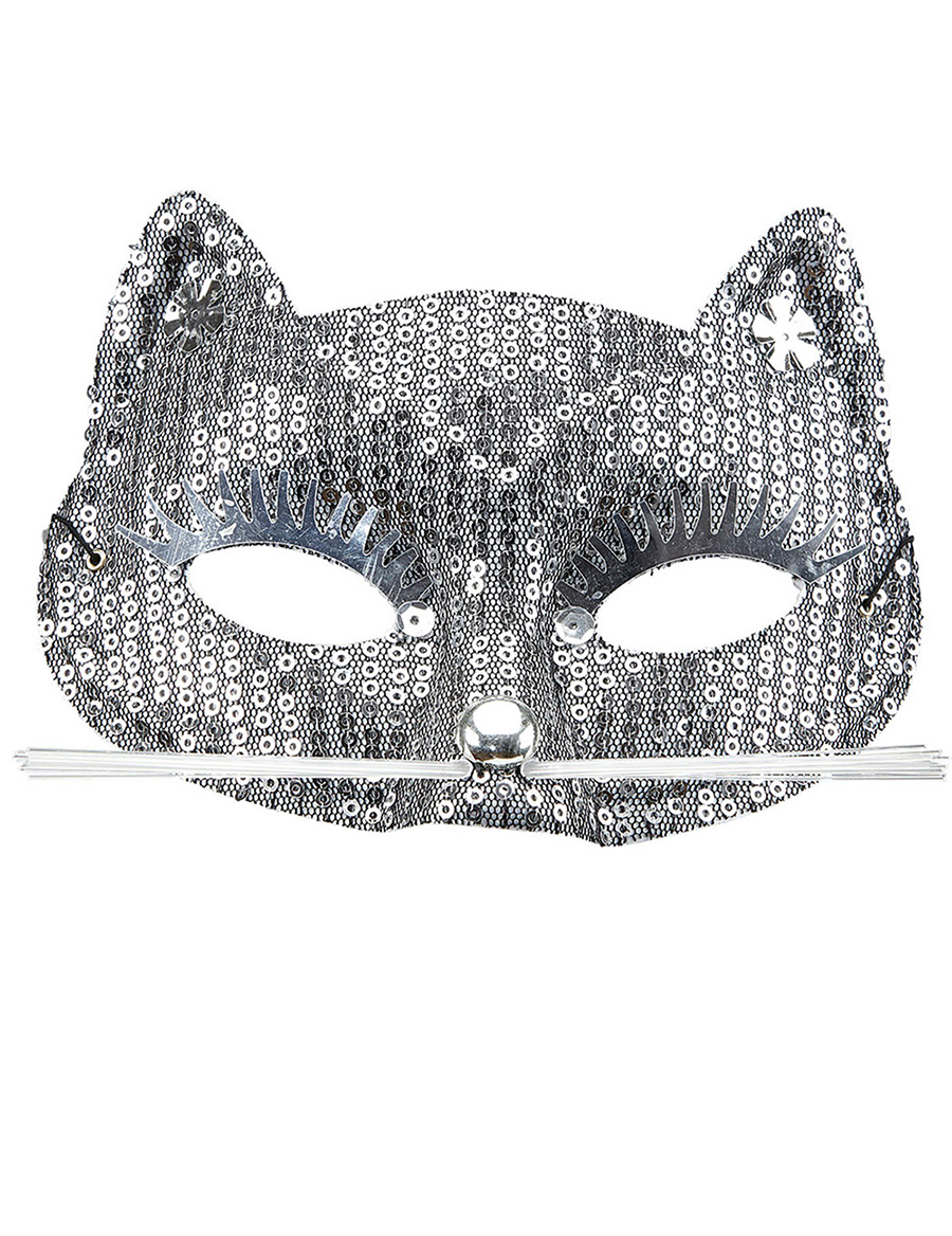 Loup chat à sequins argenté adulte