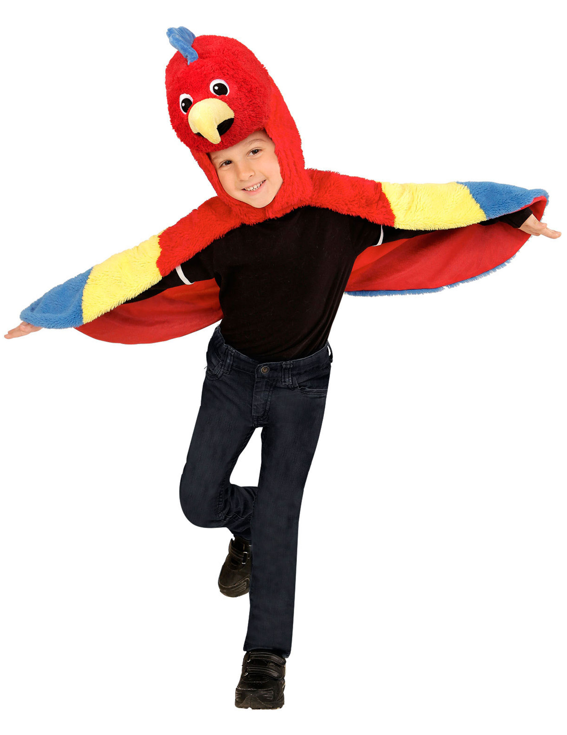 Poncho à capuche perroquet enfant