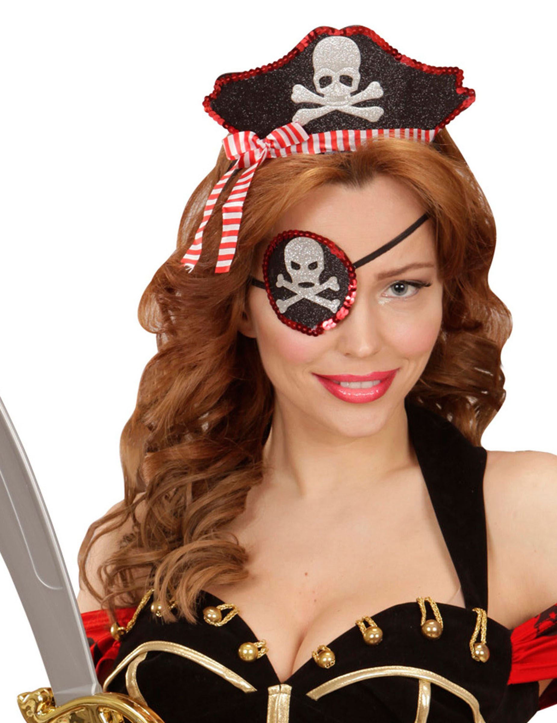 Serre-tête et cache oeil sexy pirate femme