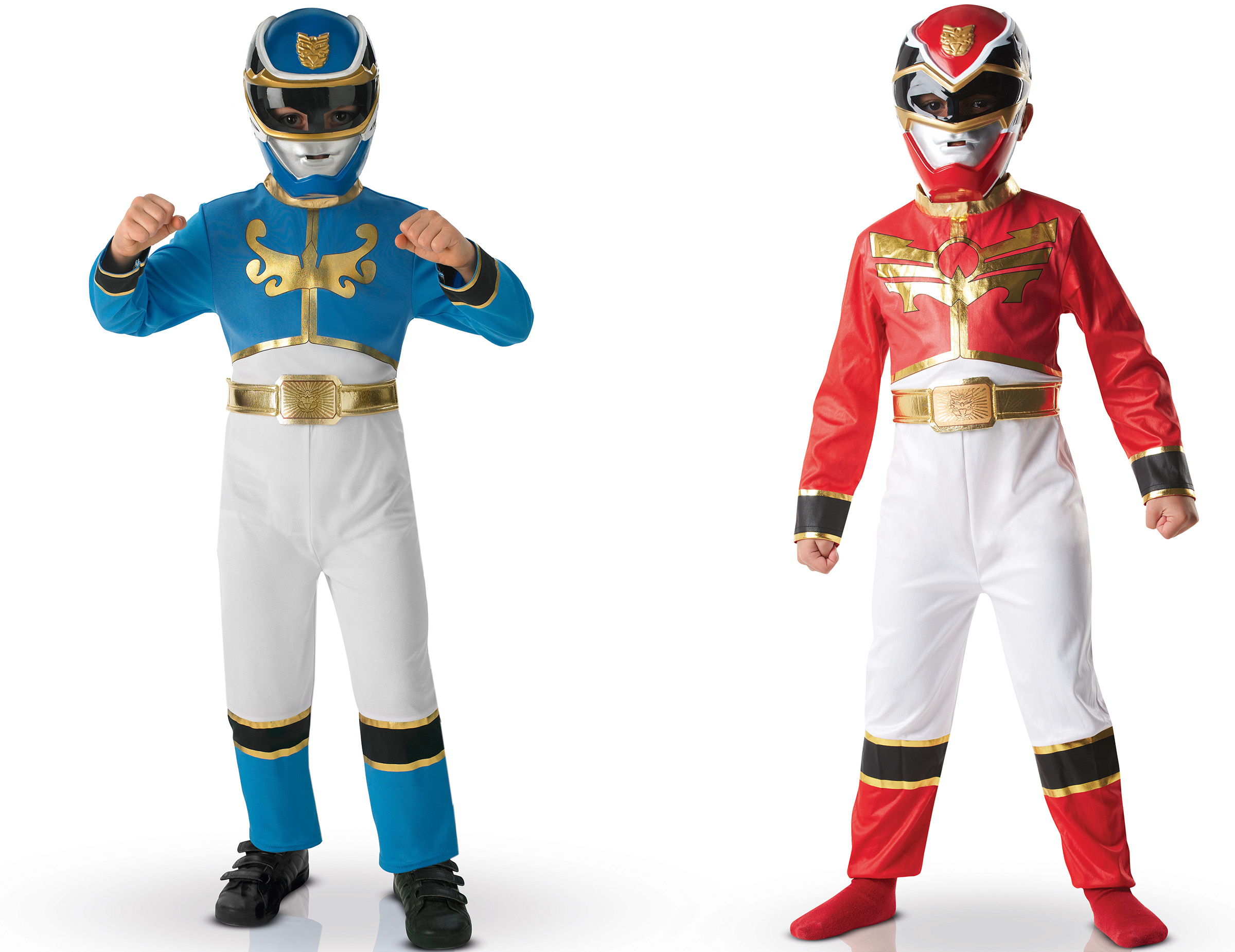Pack déguisements Power Rangers rouge et bleu enfant Coffret