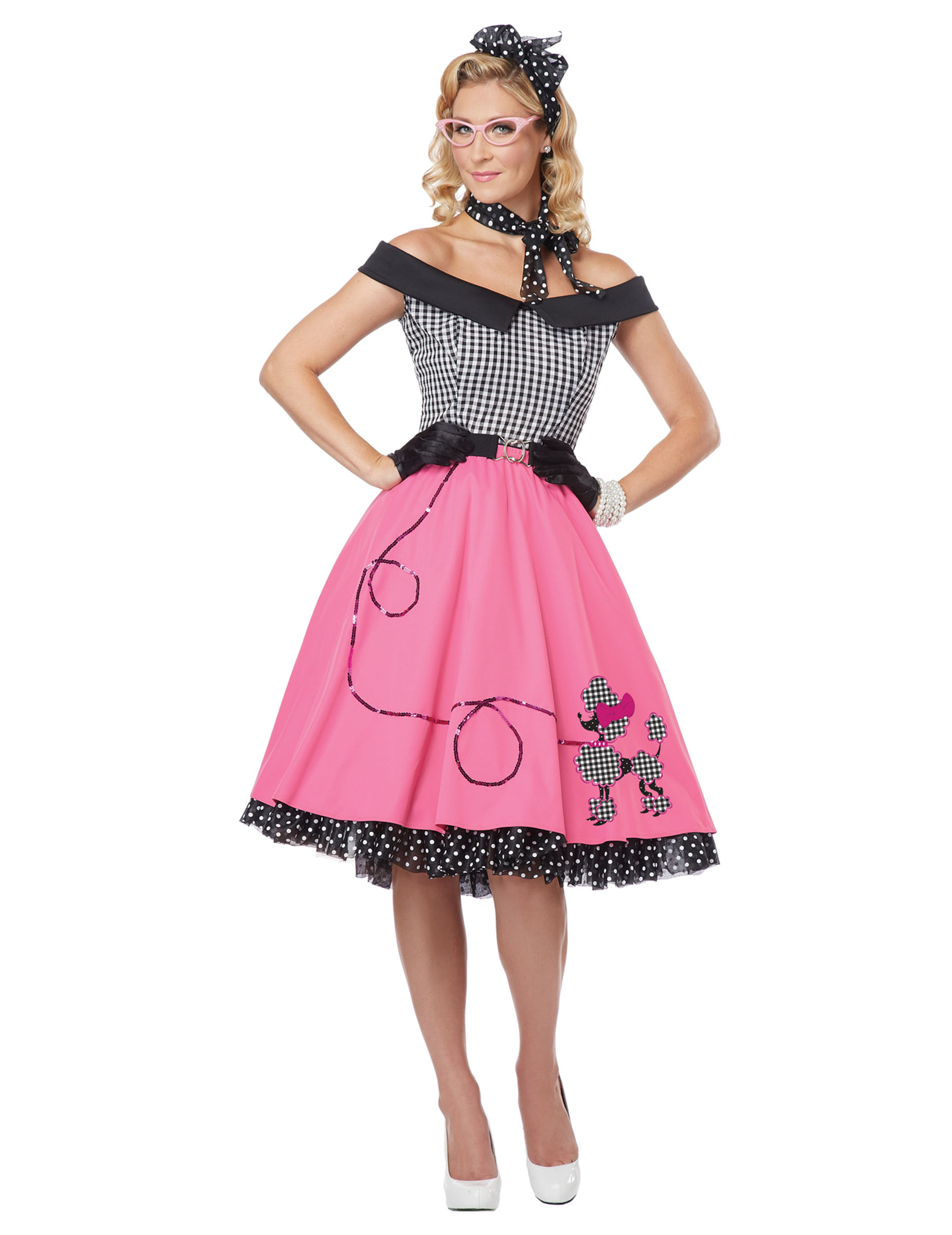 Déguisement 50's vichy et rose pour femme