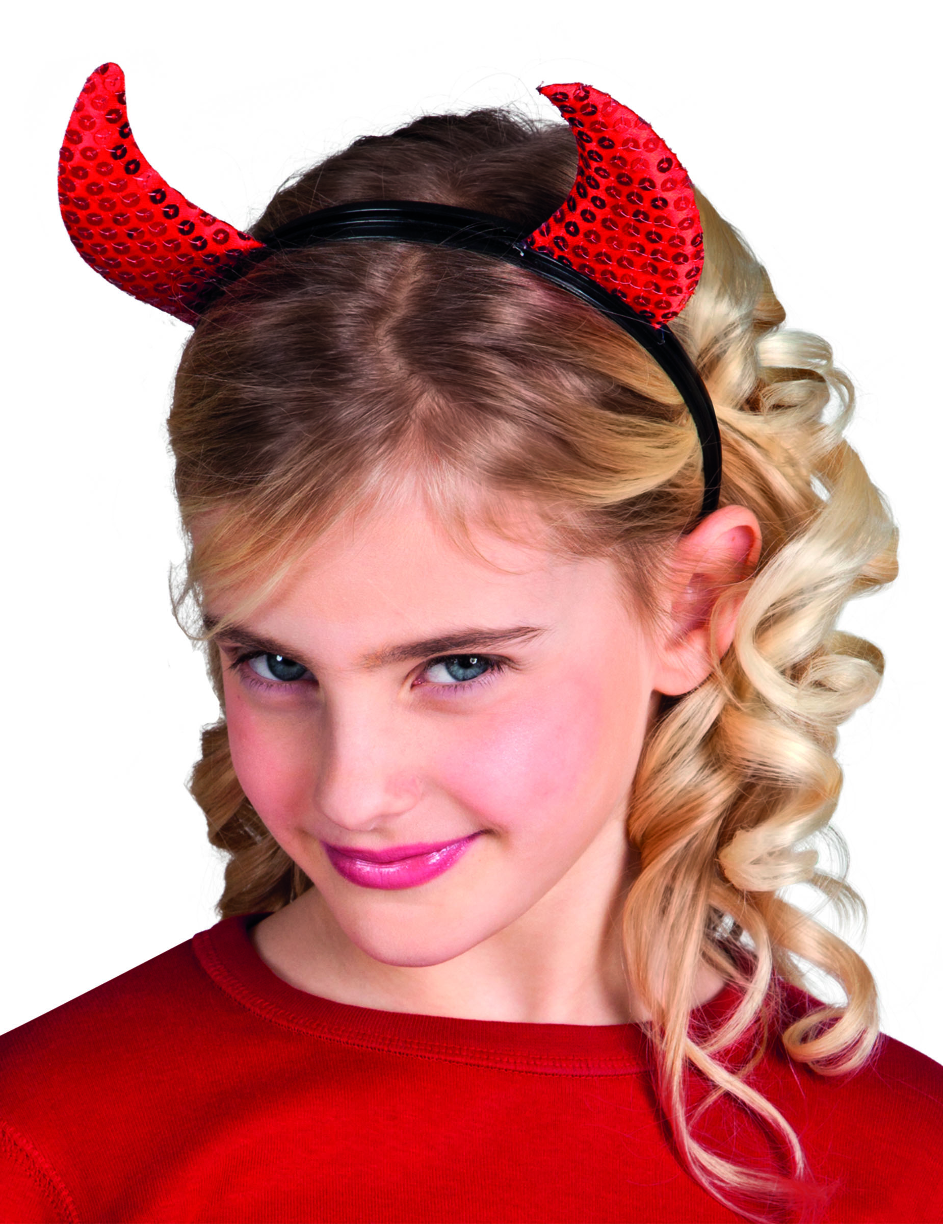 Cornes rouges à paillettes enfant Halloween