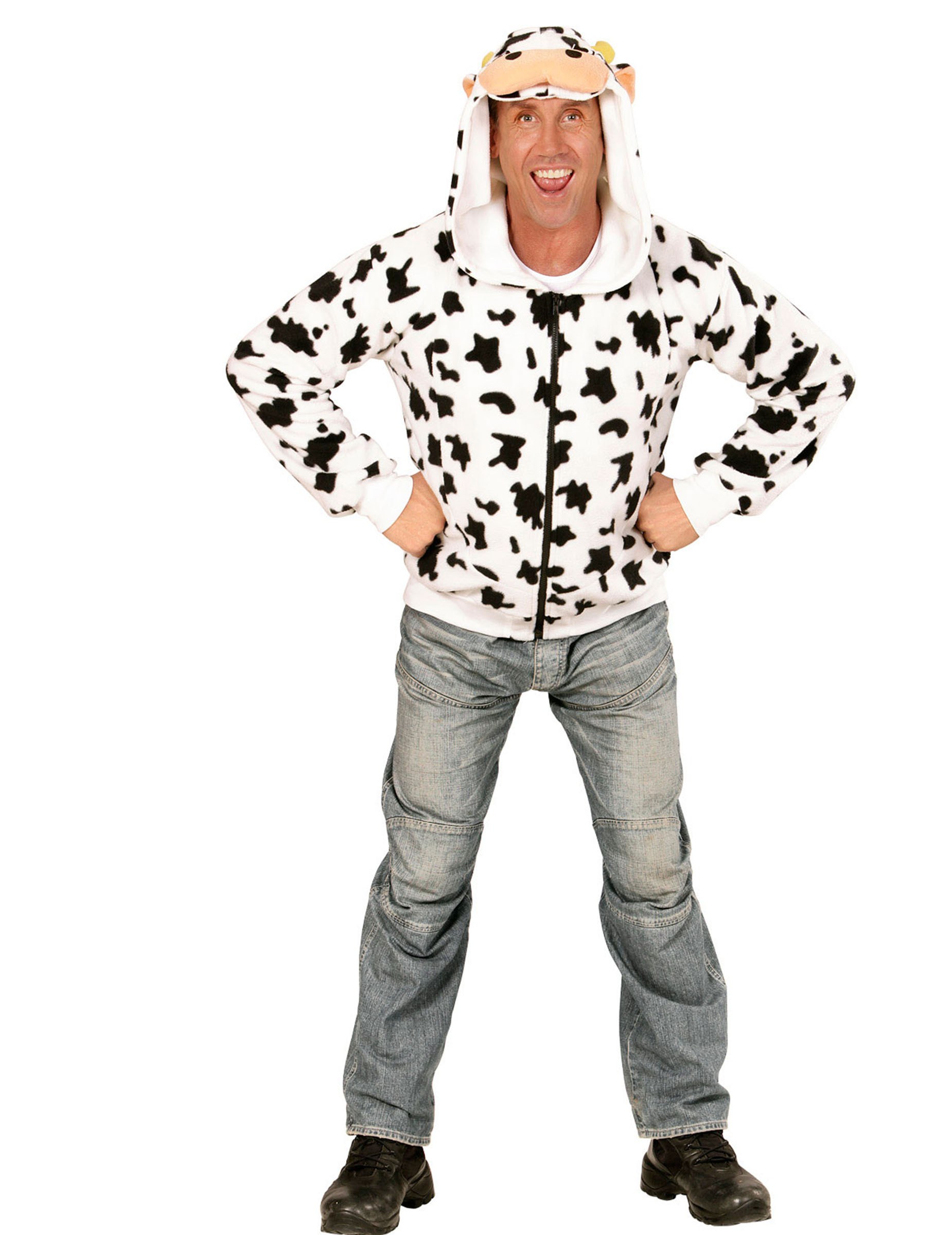Veste à capuche vache adulte