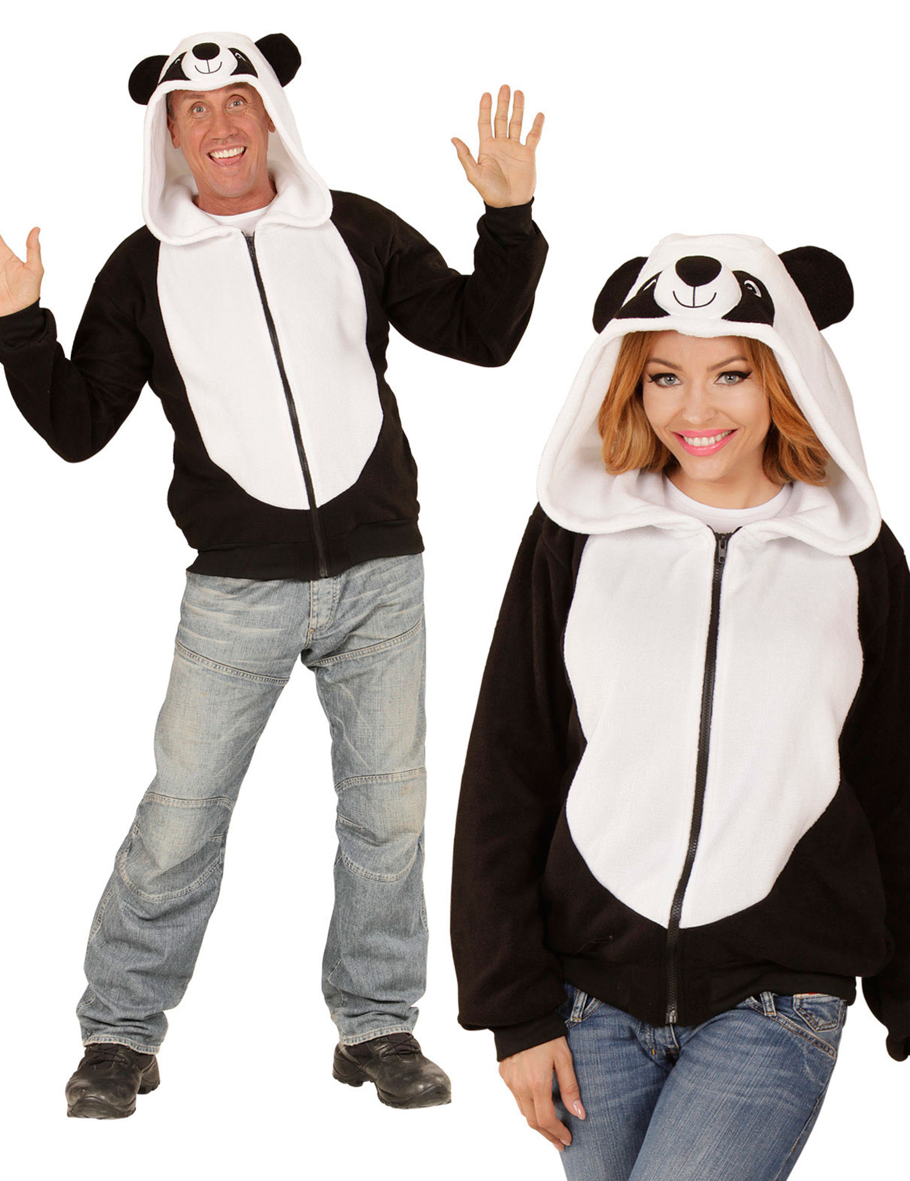 Veste à capuche panda adulte