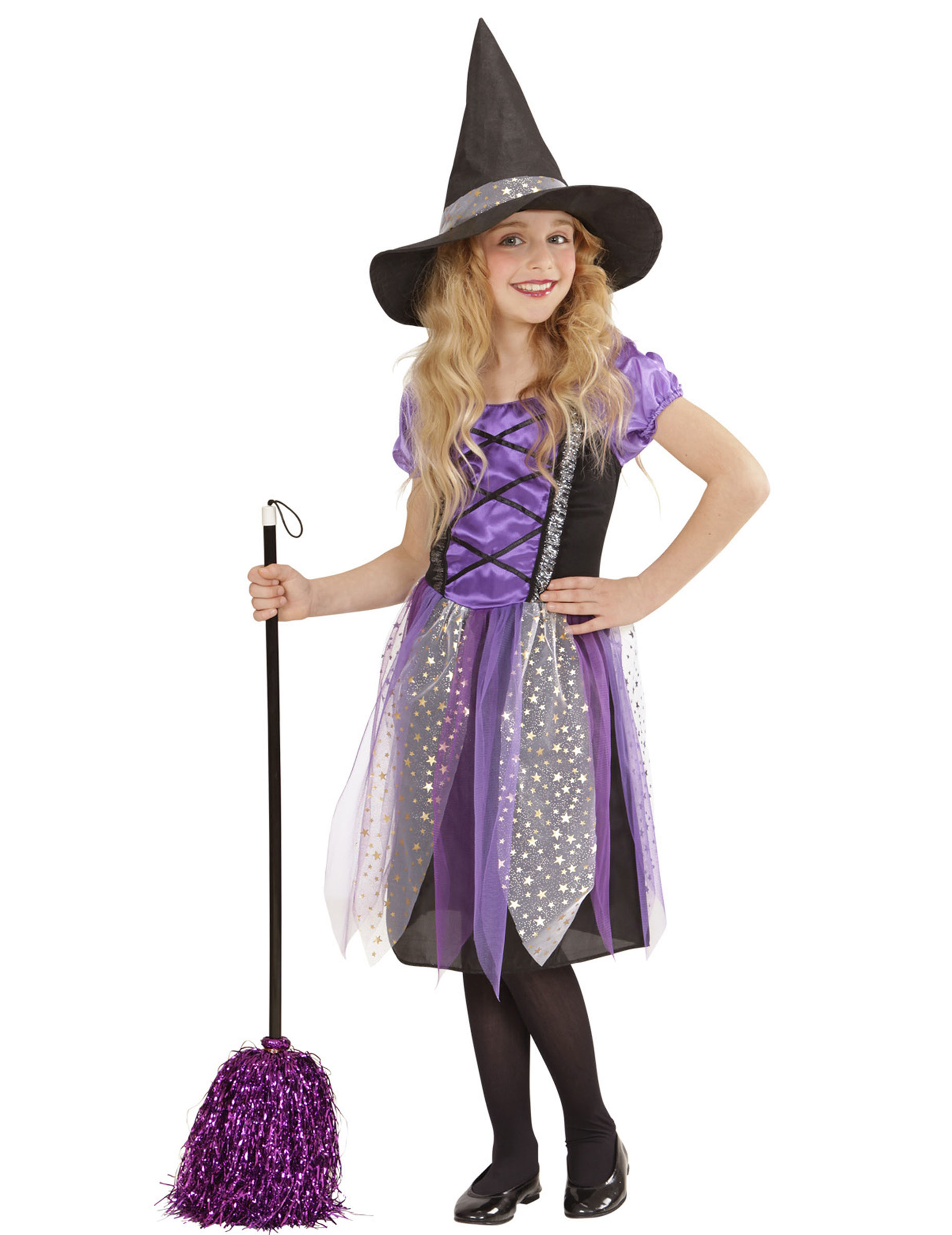 Déguisement sorcière violette étoilée fille Halloween