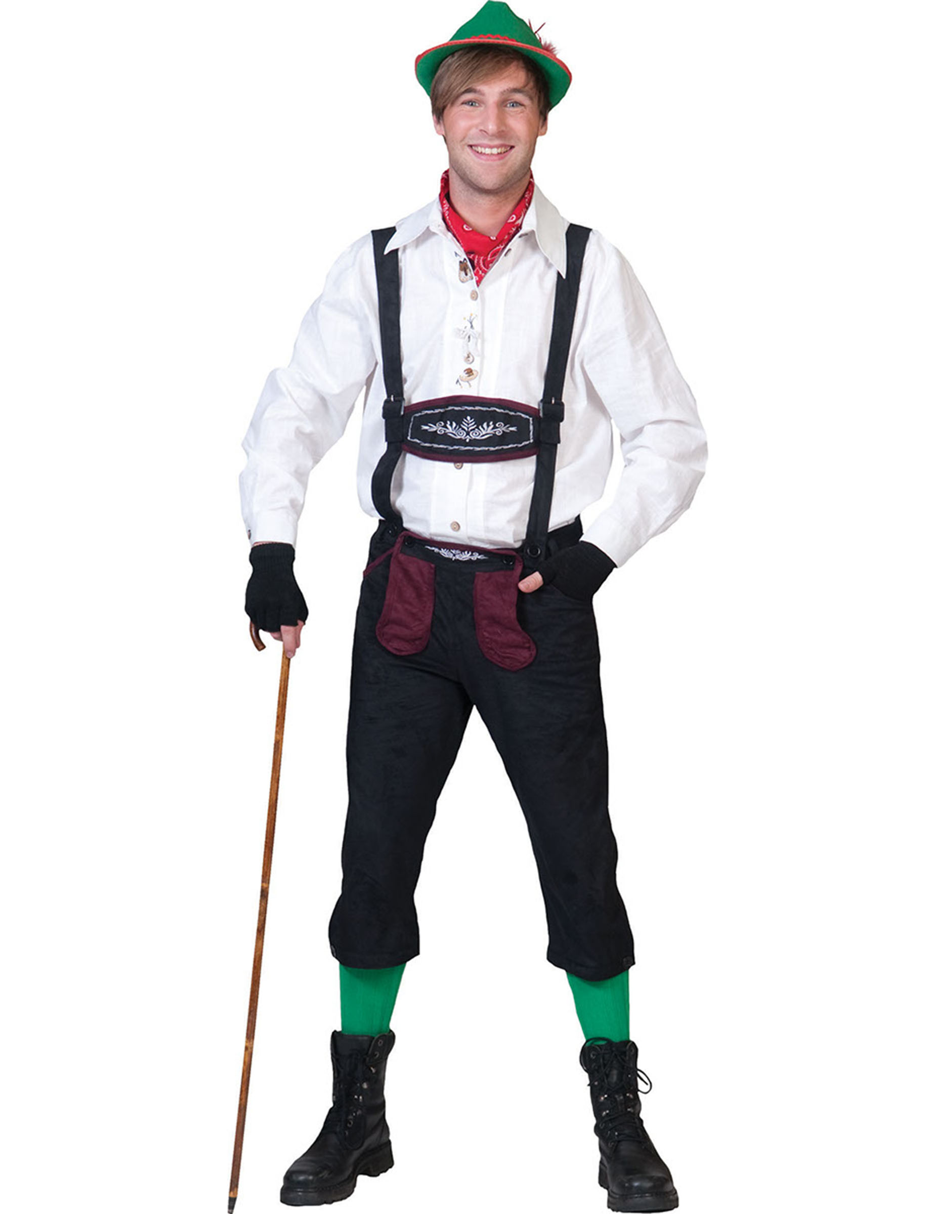 Déguisement bavarois noir et bordeaux homme