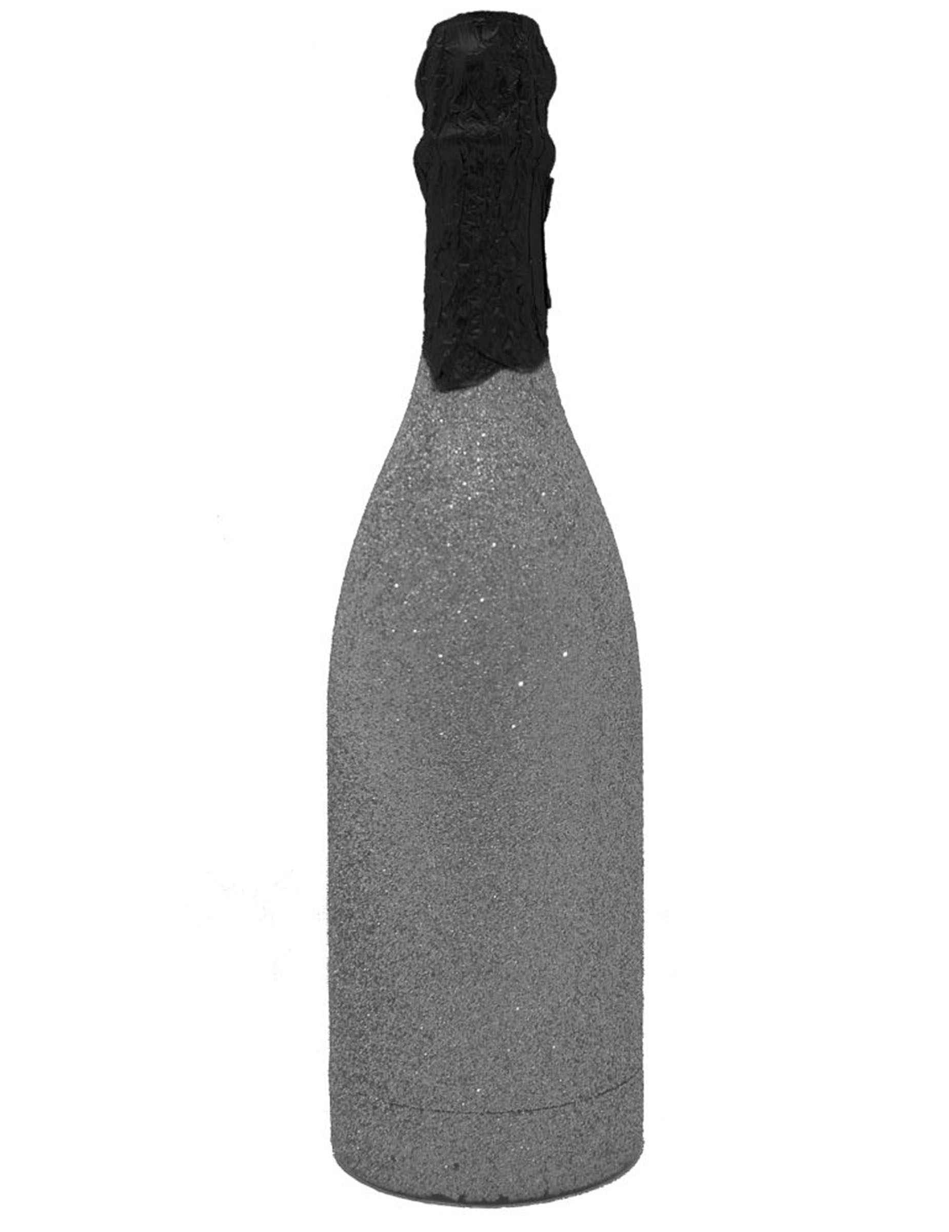 Canon à confettis bouteille pailletée argent