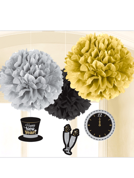 3 Pompons Happy New Year