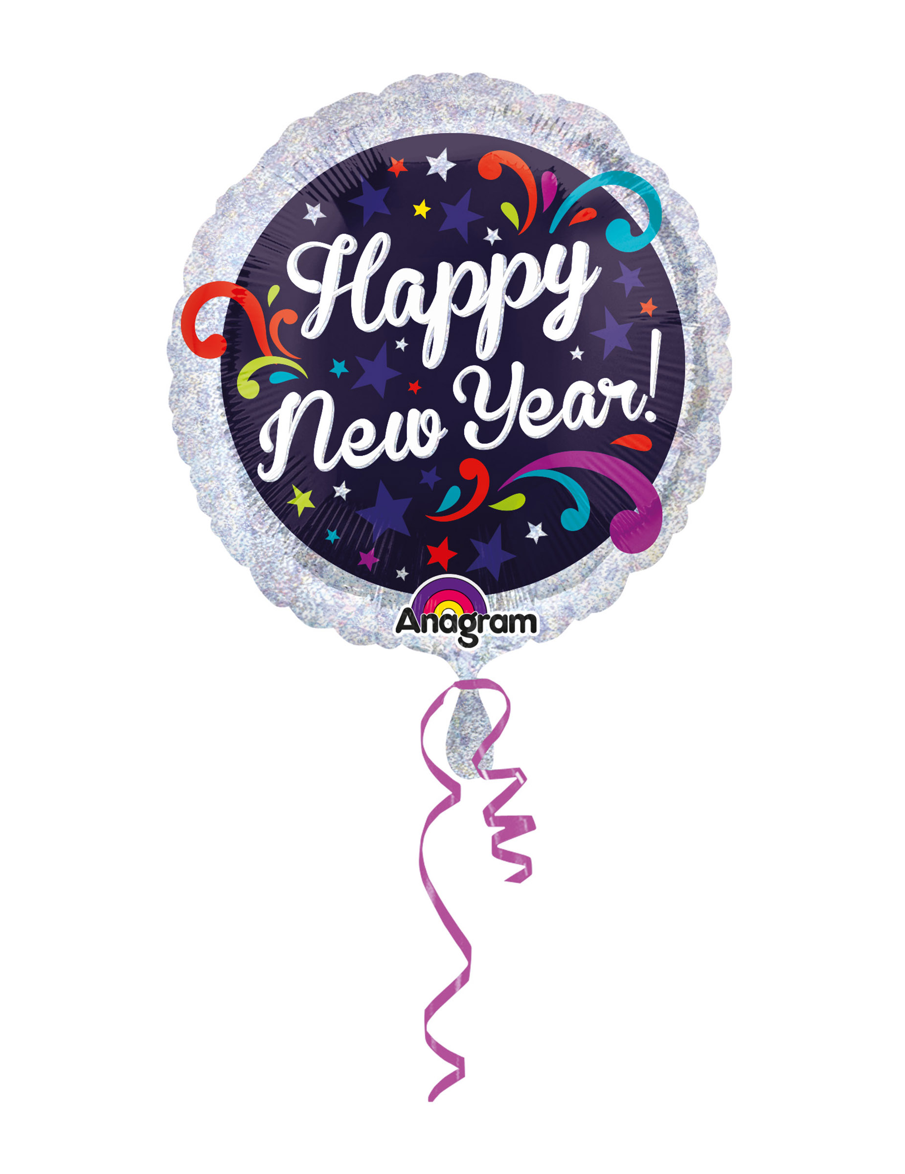 Ballon aluminium coloré Happy New Year