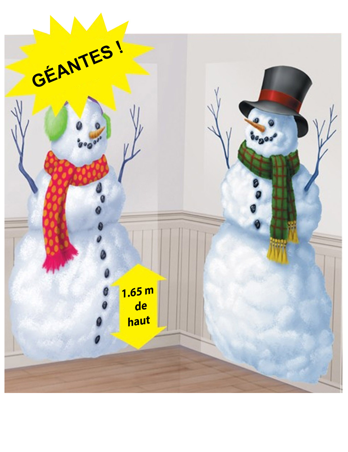 2 Décoration murales en plastique Bonhommes de neige