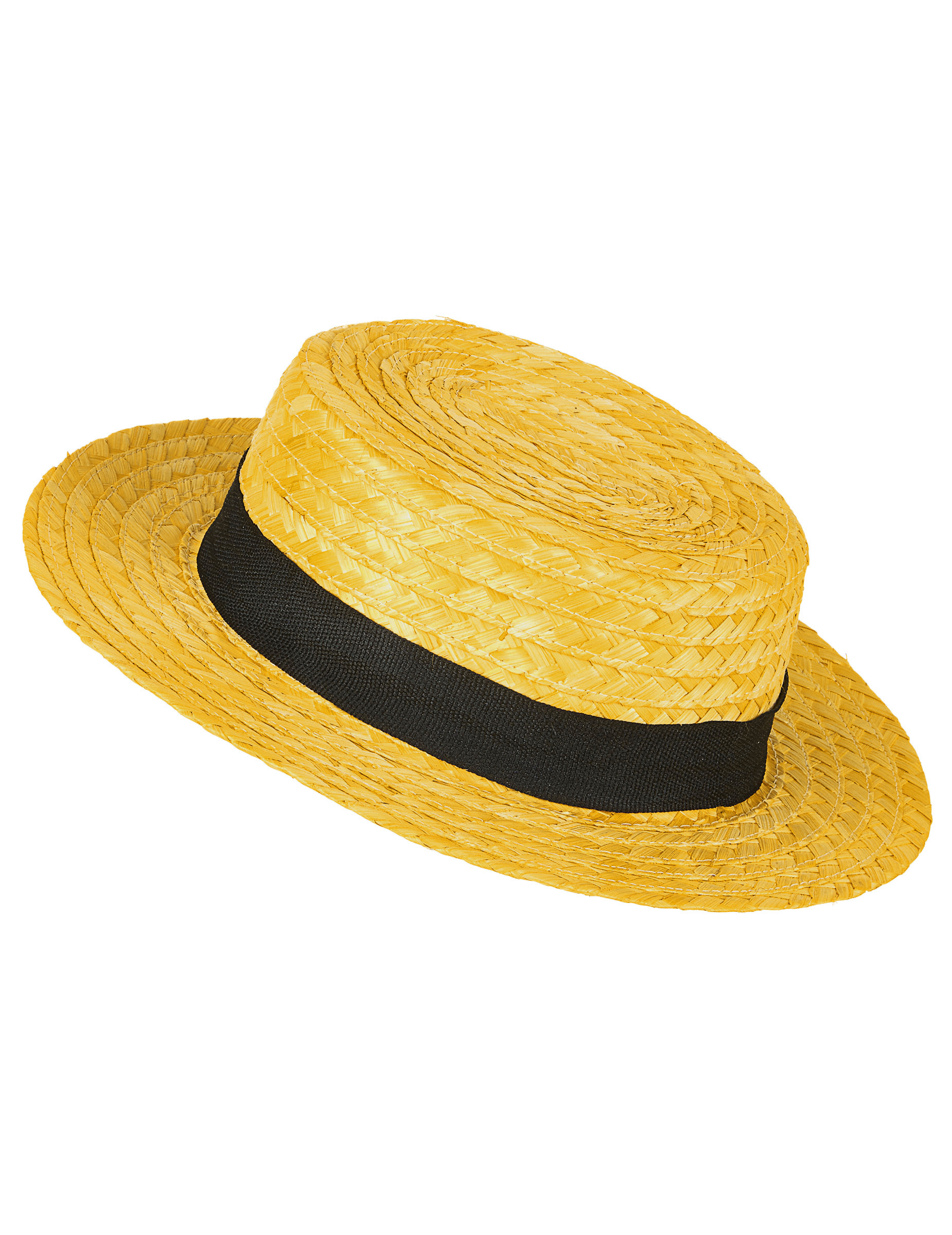 Chapeau paille canotier jaune