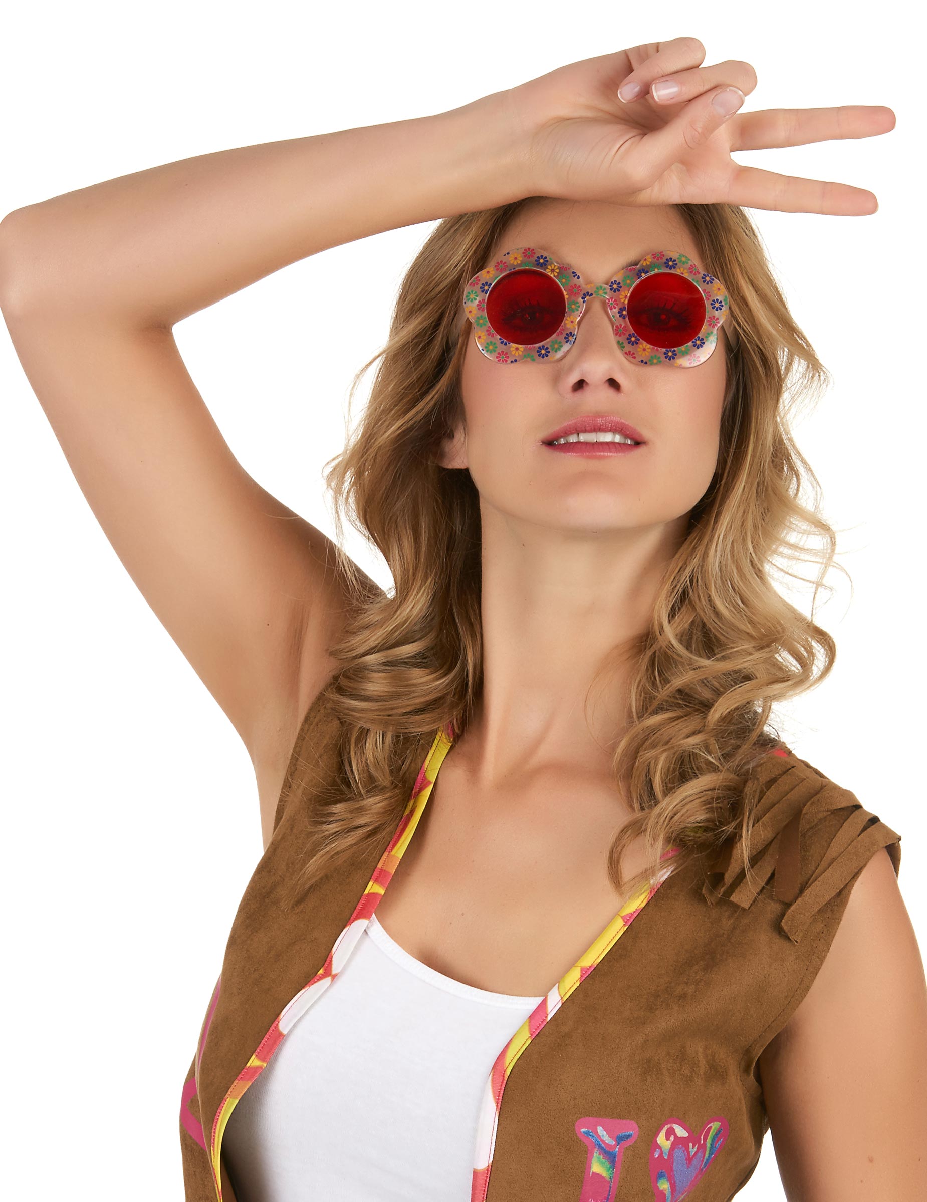 Lunettes Hippie fleur adulte