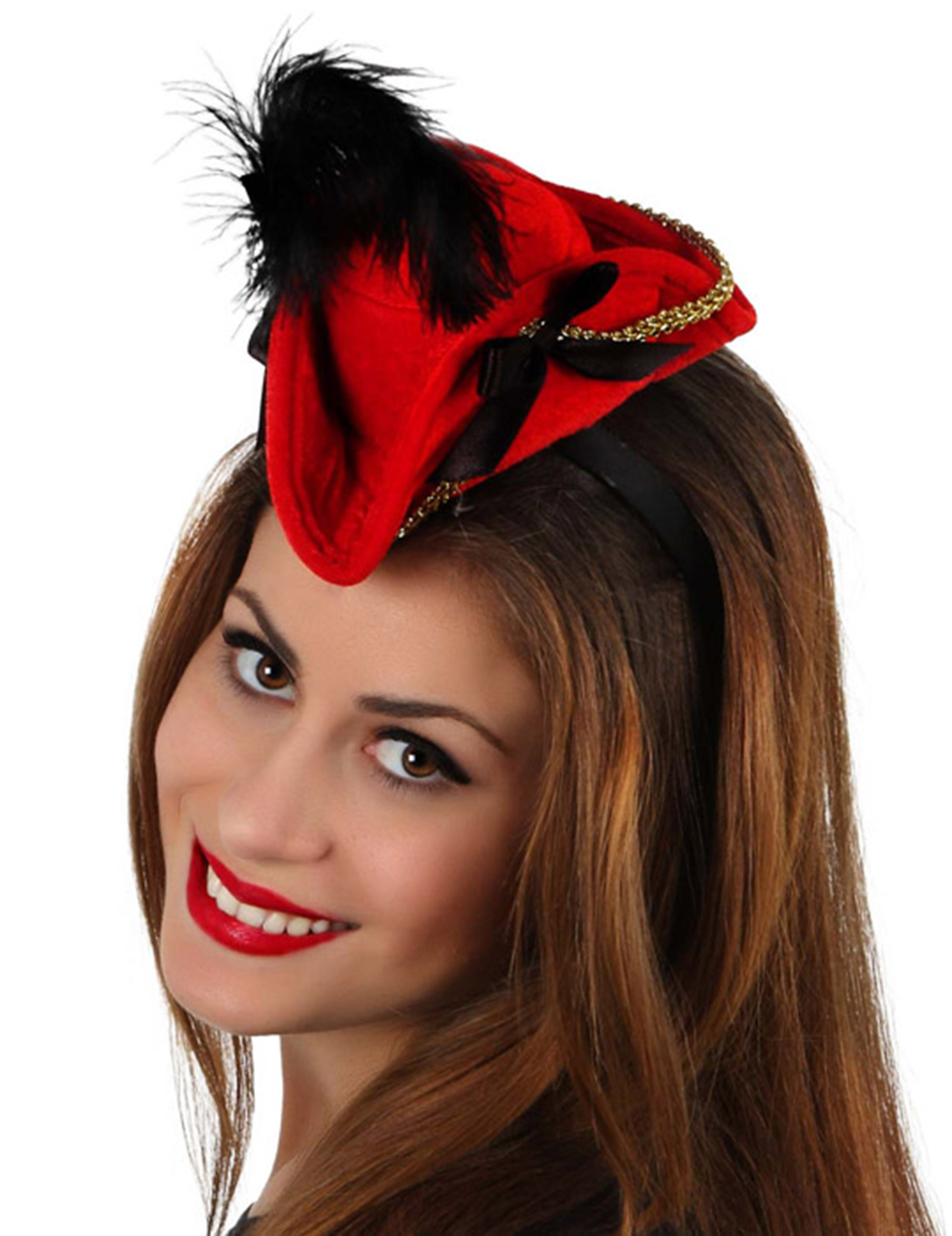 Serre-tête mini chapeau pirate rouge
