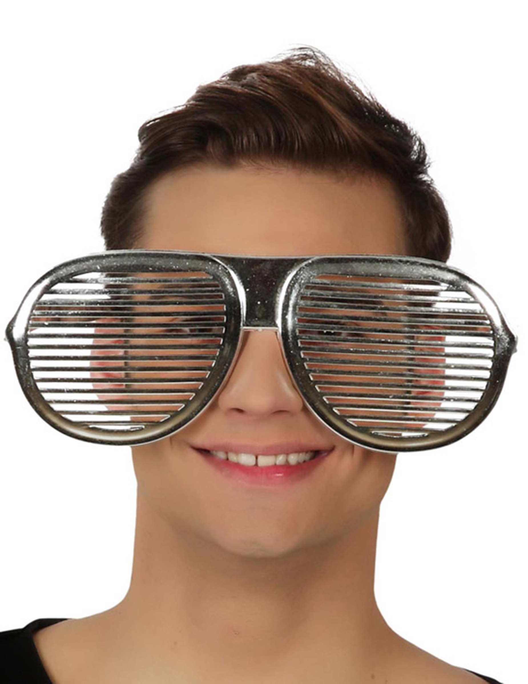 Lunettes géantes ajourées argentées adulte