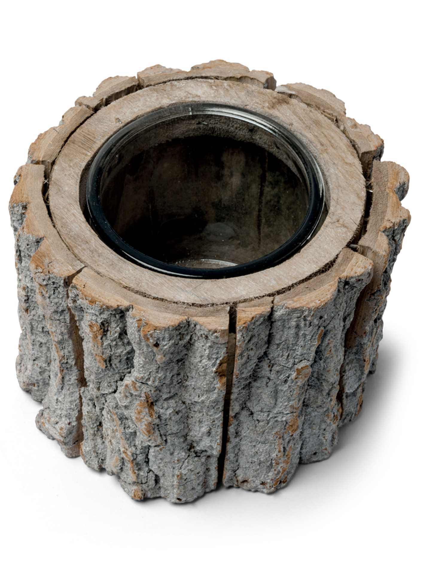 Bougeoir rondin de bois 12 x 14 cm
