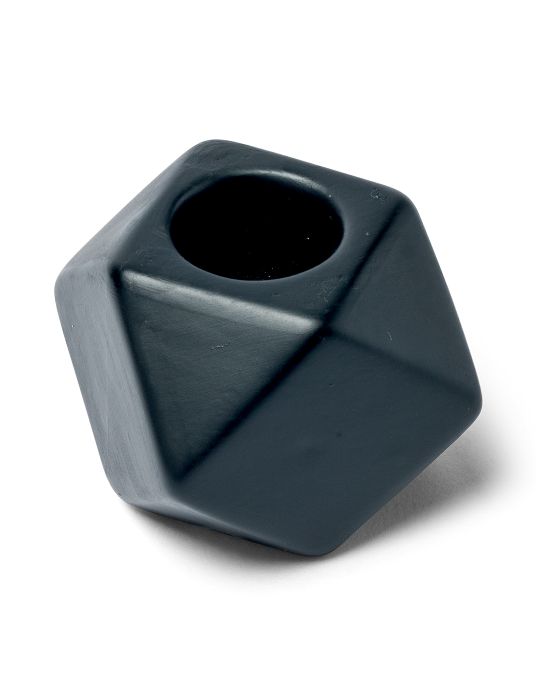 Bougeoir octogonal noir mat 5 cm