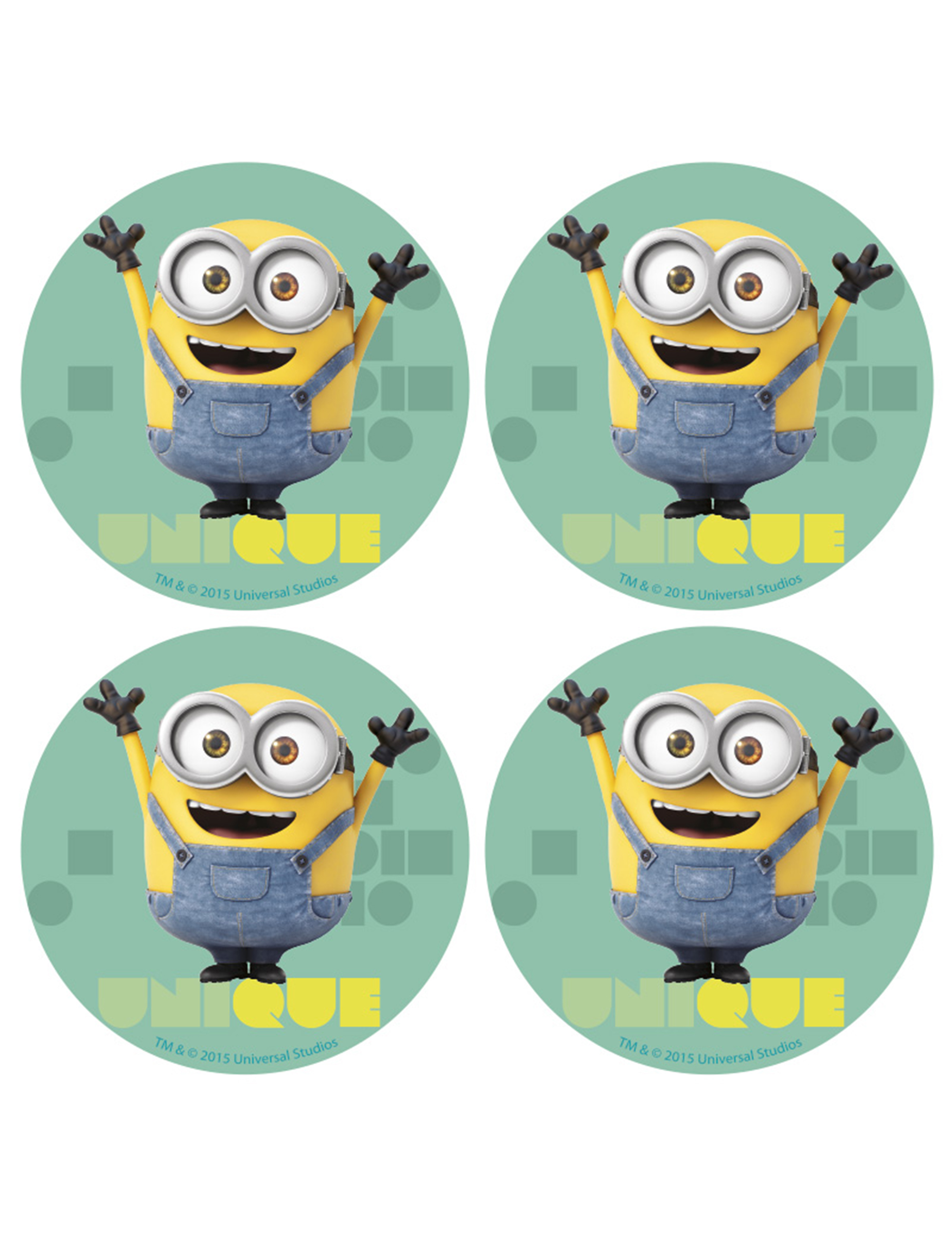 12 Mini disques Azyme Minions 4.5 cm
