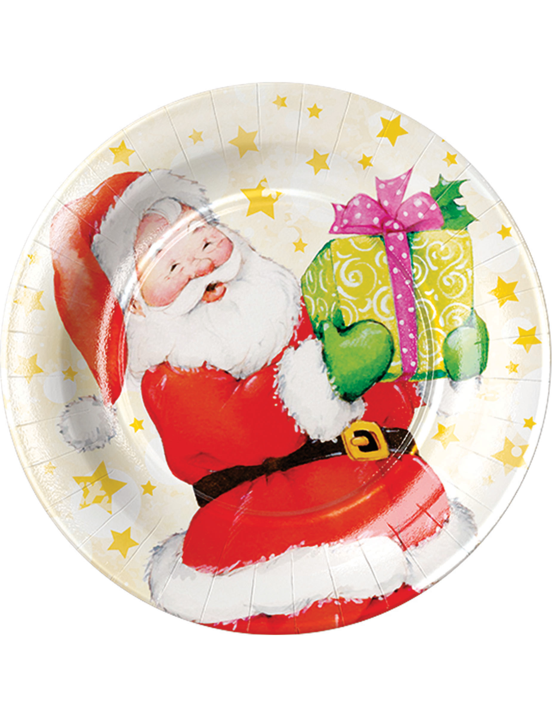 8 Petites assiettes en carton Père Noël 18 cm