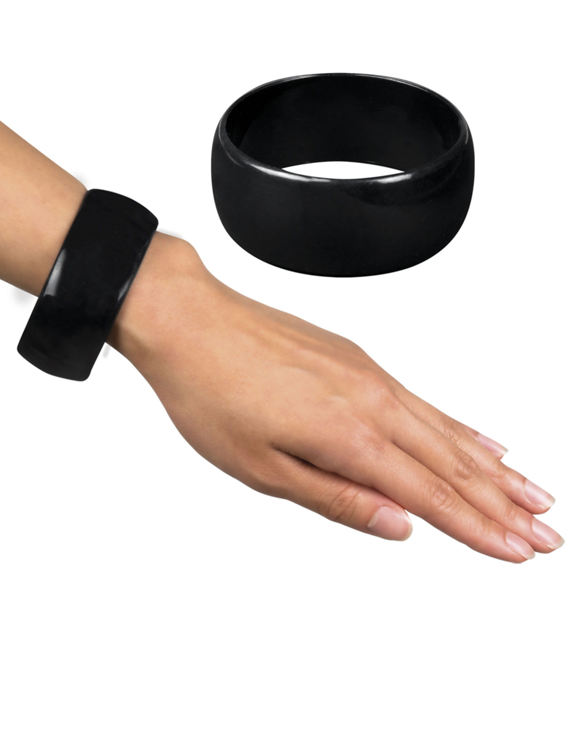 Bracelet large noir femme