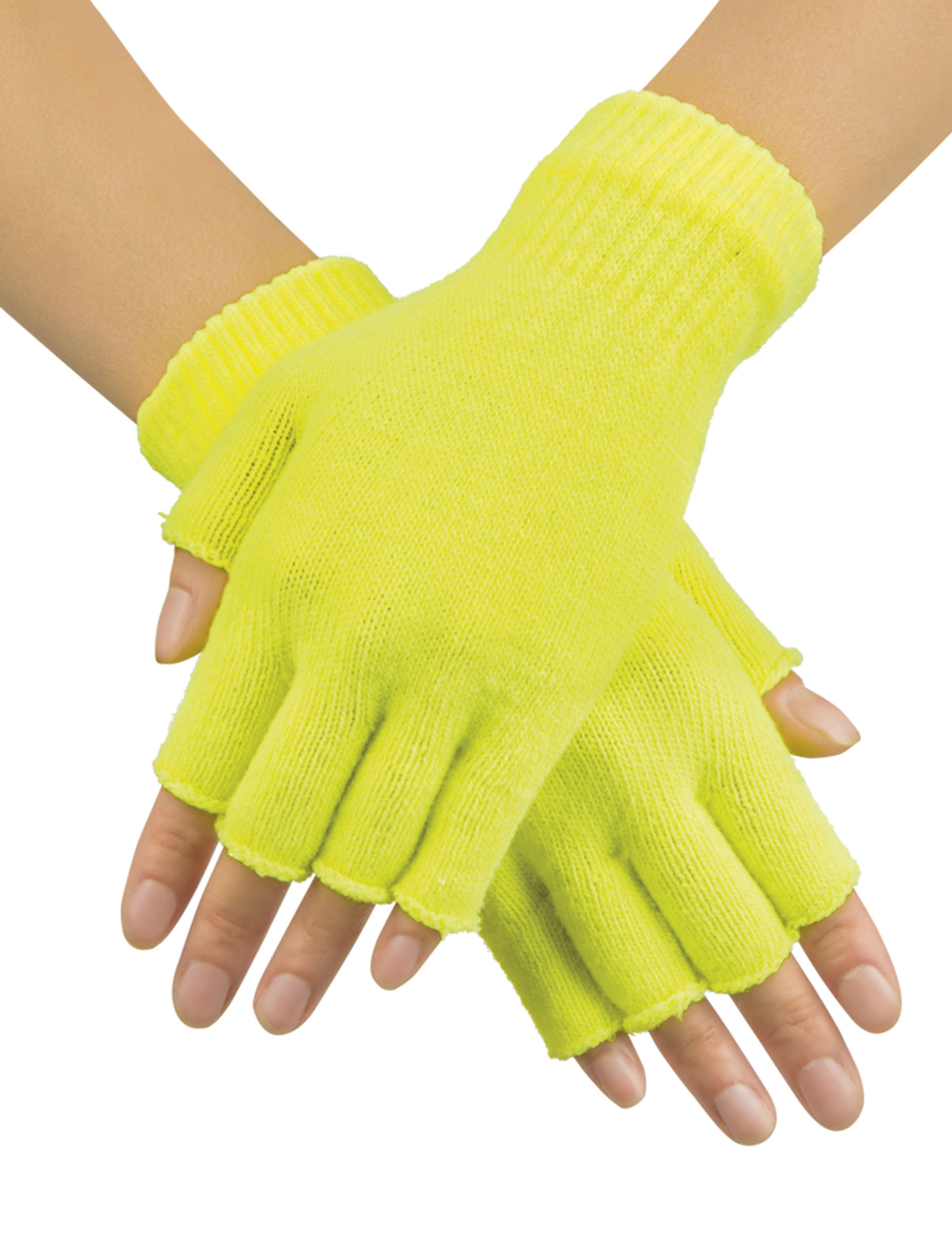 Mitaines courtes jaune fluo adulte